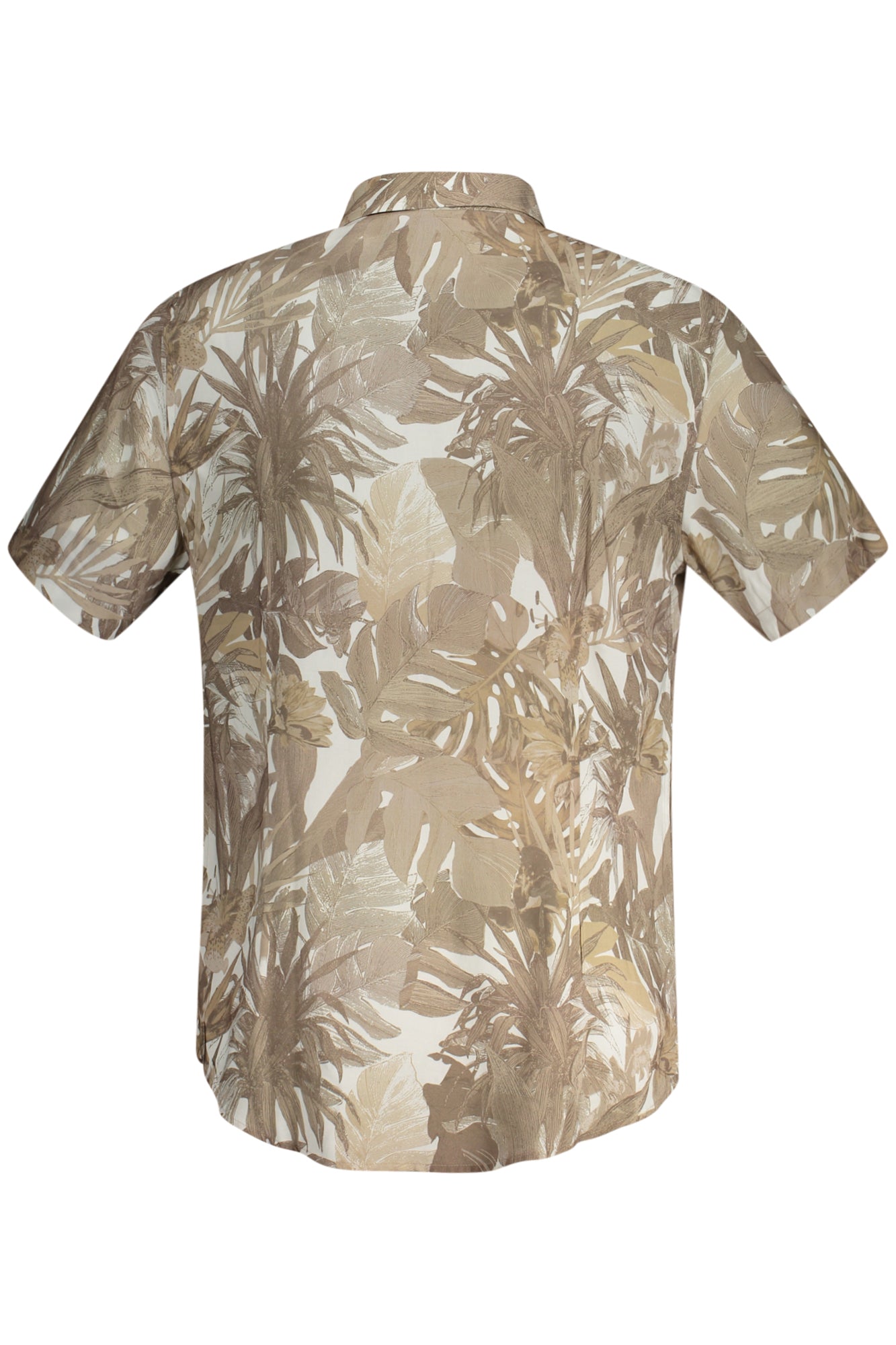 M4GH76WD4Z2_BEP1GT – Beiges Herren Kurzarmhemd mit Muster - Slim Fit, Knöpfe & Logo – Größe: S, M, L, XL – Farbe: Beige