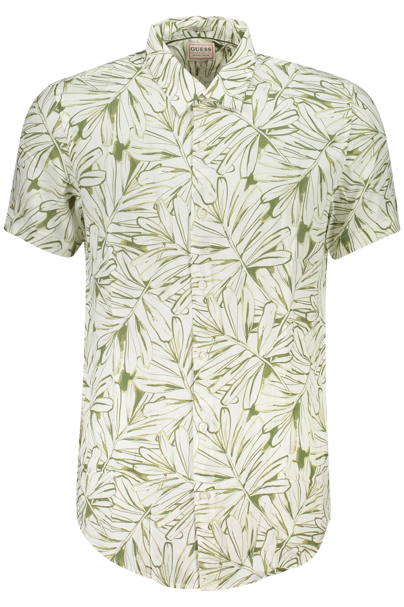 M5GH75WD4Z2_BIP8GS – Herren Weißes Kurzarmhemd mit Muster - Slim Fit & Knopfleiste – Größe: S, M, L, XL – Farbe: Bianco