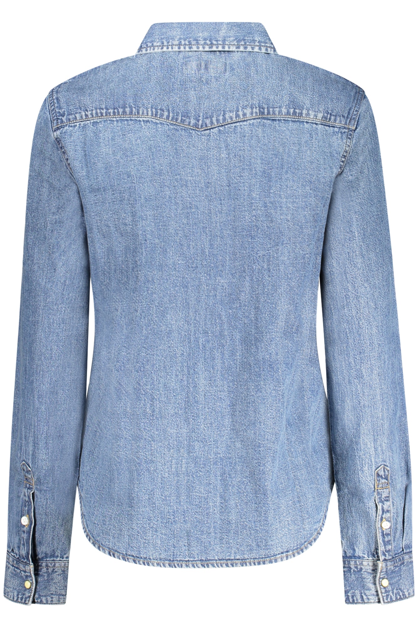 W5RH35D5M81_BLGJMW – Damen-Jeanshemd Blau: Slim Fit, Italienischer Kragen, Druckknöpfe – Größe: XS, S, M, L – Farbe: Blu