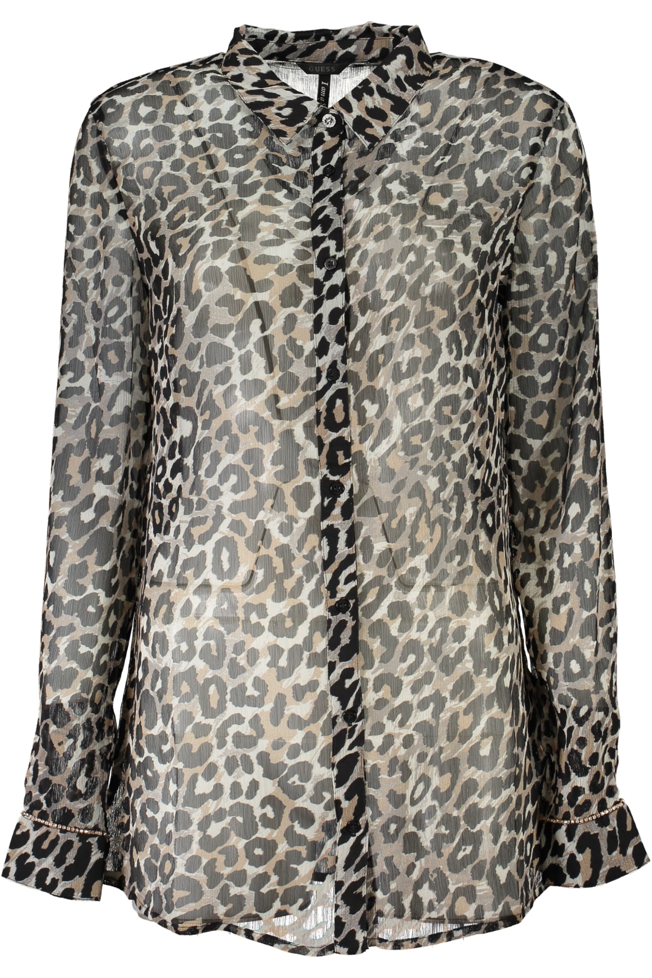 W4RH39WDW52_NEP22W – Elegantes Damen Langarmshirt mit italienischem Kragen und Kontrastdetails – Größe: M – Farbe: Nero