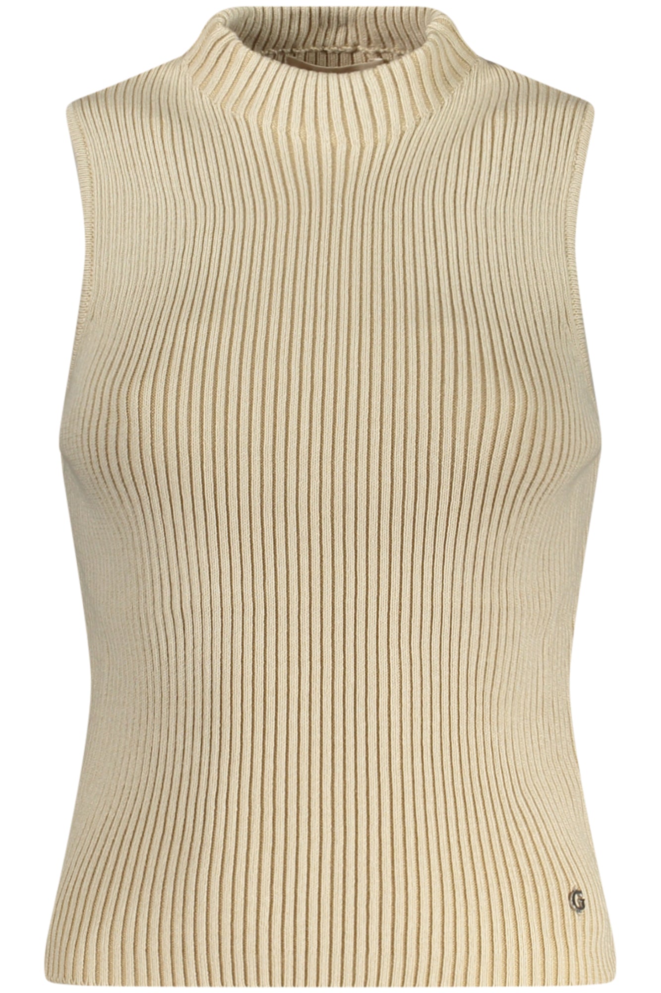 W5RR29Z3C71_BEFN6F – Damen-Tanktop Beige mit Breiten Trägern und Hohem Kragen - Elegantes Design – Größe: XS, S, M, L – Farbe: Beige