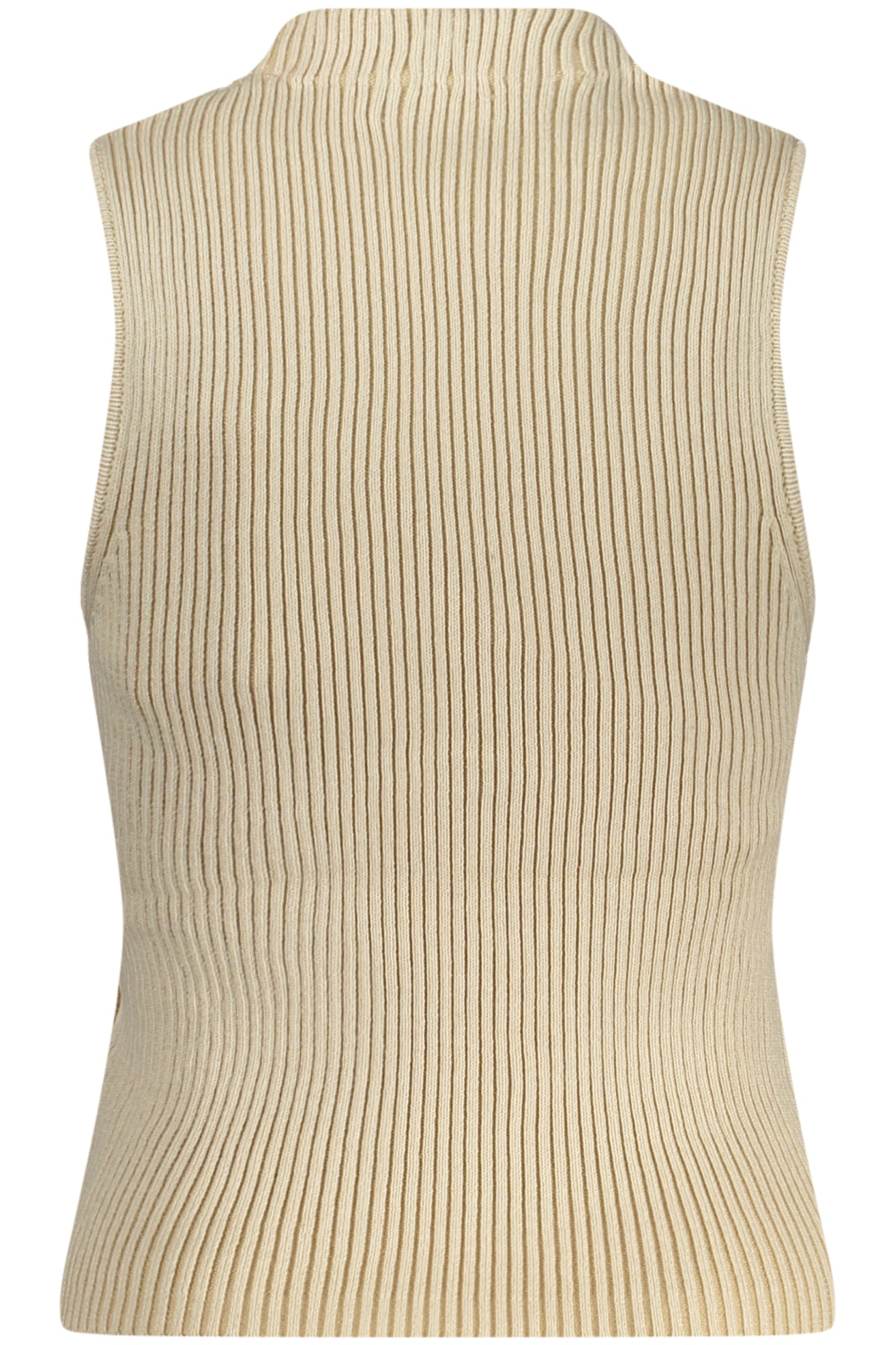 W5RR29Z3C71_BEFN6F – Damen-Tanktop Beige mit Breiten Trägern und Hohem Kragen - Elegantes Design – Größe: XS, S, M, L – Farbe: Beige