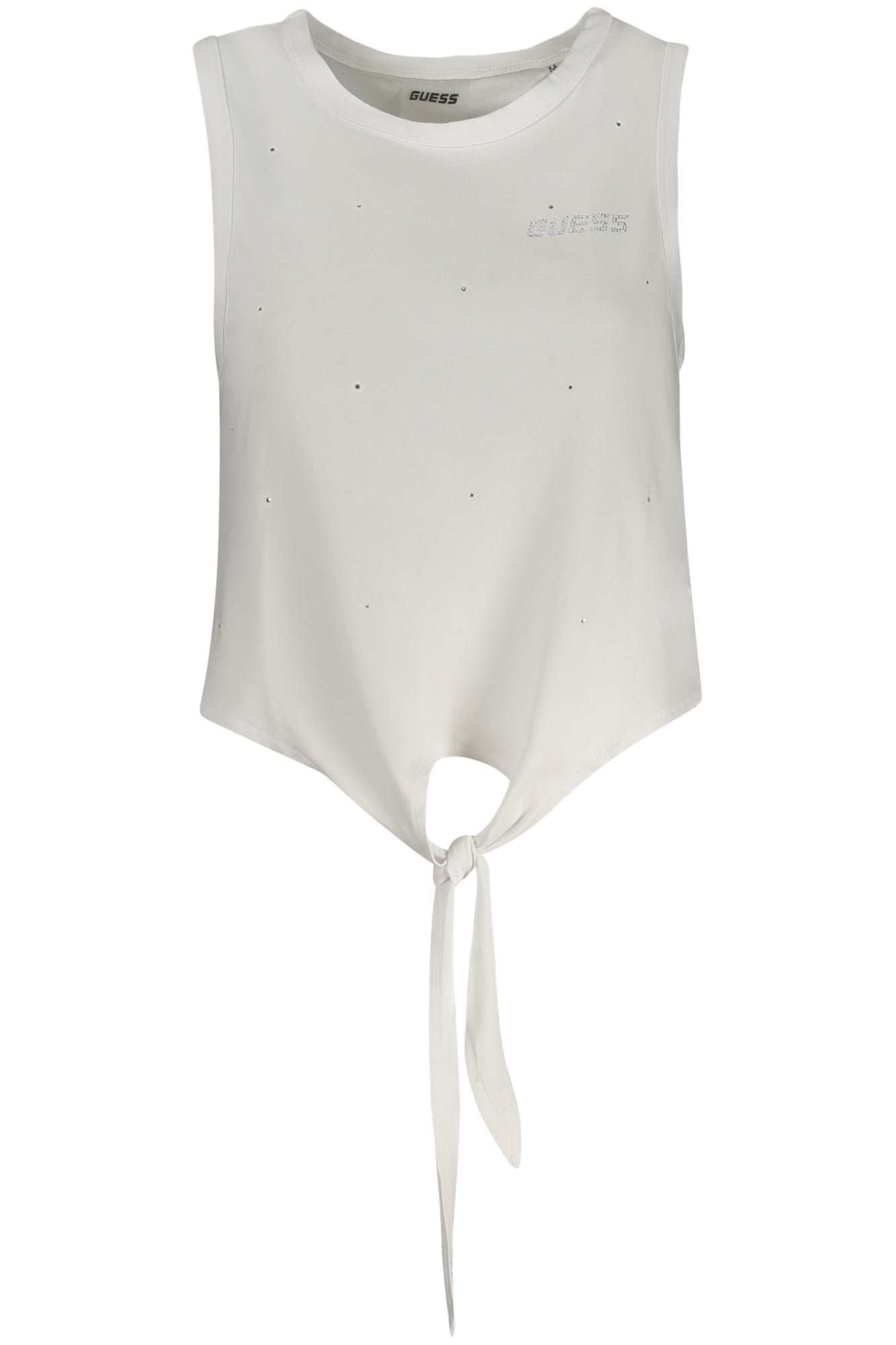 V5GI01I3Z14_BIG011 – Weißes Damen-Trägershirt mit Strass und Kontrastdetails – Elegantes Design – Größe: XS, S, M, L – Farbe: Bianco