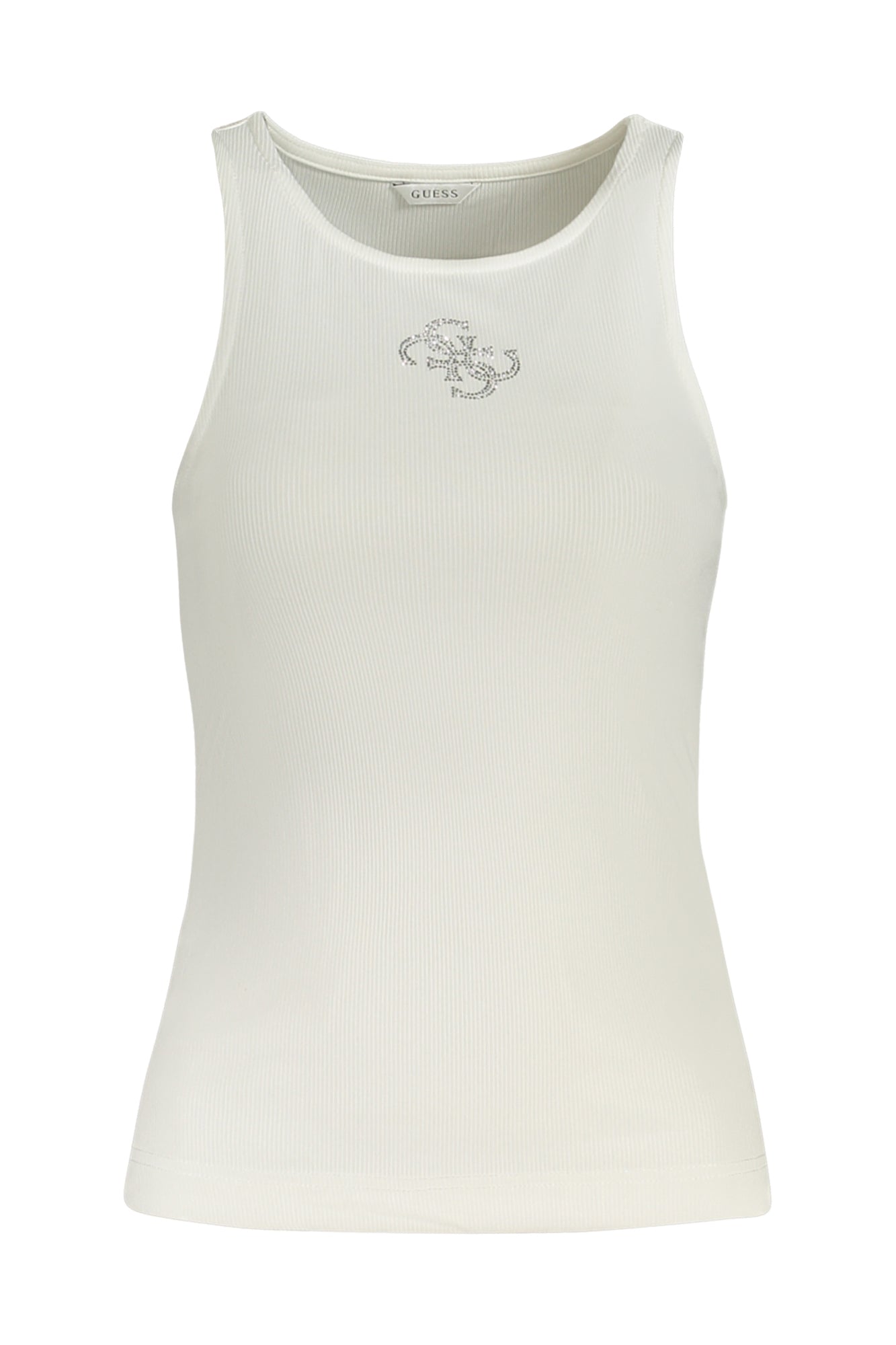 W5GP57KCV52_BIG011 – Damen Tanktop Weiß – Breite Träger, Weiter Ausschnitt, Strass-Details – Größe: XS, S, M, L – Farbe: Bianco
