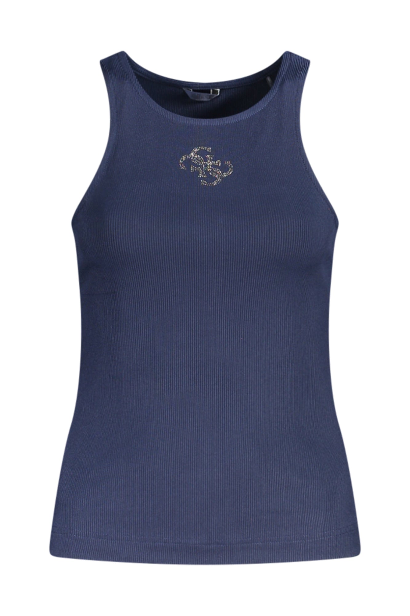 W5GP57KCV52_BLG7P1 – Elegantes Damen-Top Blau: Strass, weiter Ausschnitt, breite Träger – Größe: XS, S, M, L – Farbe: Blu