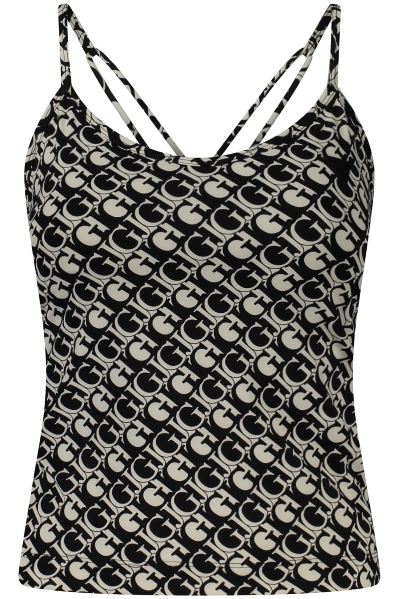 V3GP01MC03W_NEP9VA – Elegantes Schwarzes Damen-Top: Gekreuzte Träger & Herausnehmbare Cups – Größe: XS, S, M – Farbe: Nero