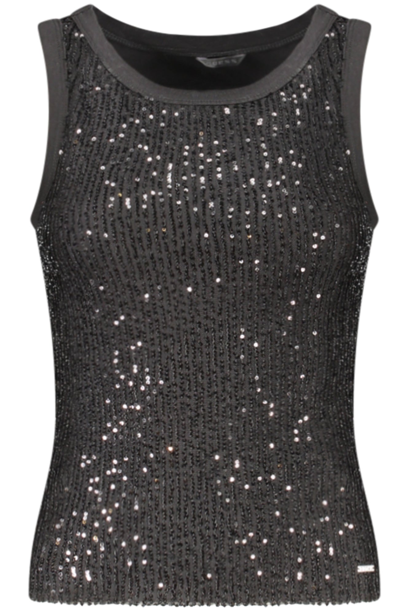 W5GP06KCS10_NEJBLK – Damen-Tanktop Schwarz mit Pailletten und Logo - Elegantes Design – Größe: XS, S, M, XL – Farbe: Nero