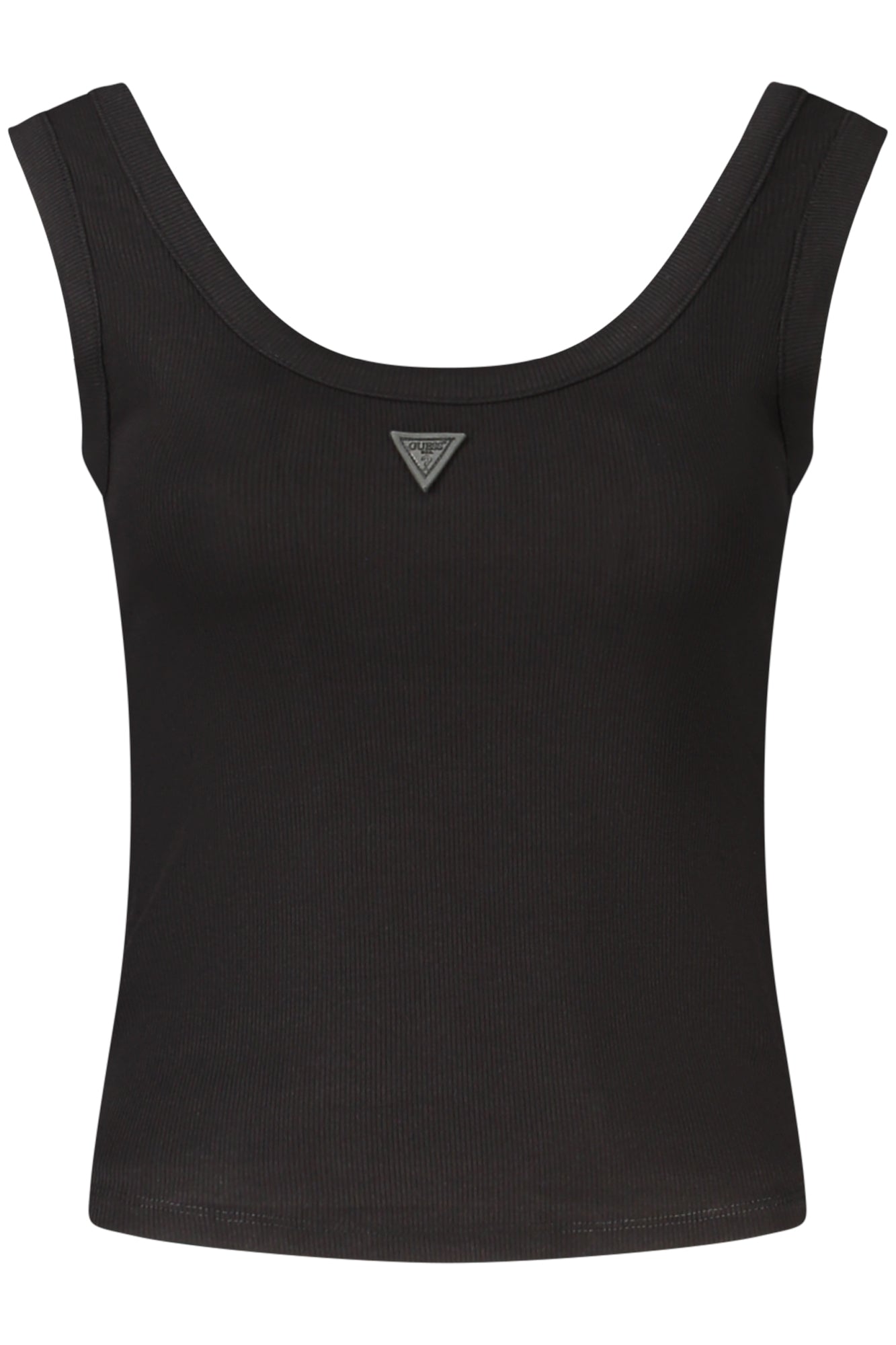 W5YP54KA0H1_NEJBLK – Damen-Tanktop Schwarz: Breite Träger & Applikation aus Bio-Baumwolle – Größe: M – Farbe: Nero