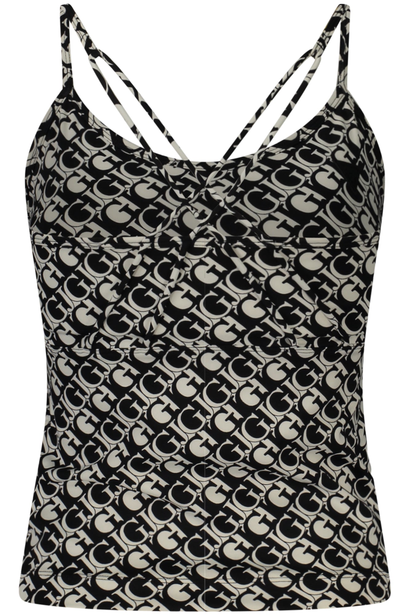 V3GP01MC03W_NEP9VA – Elegantes Schwarzes Damen-Top: Gekreuzte Träger & Herausnehmbare Cups – Größe: XS, S, M – Farbe: Nero