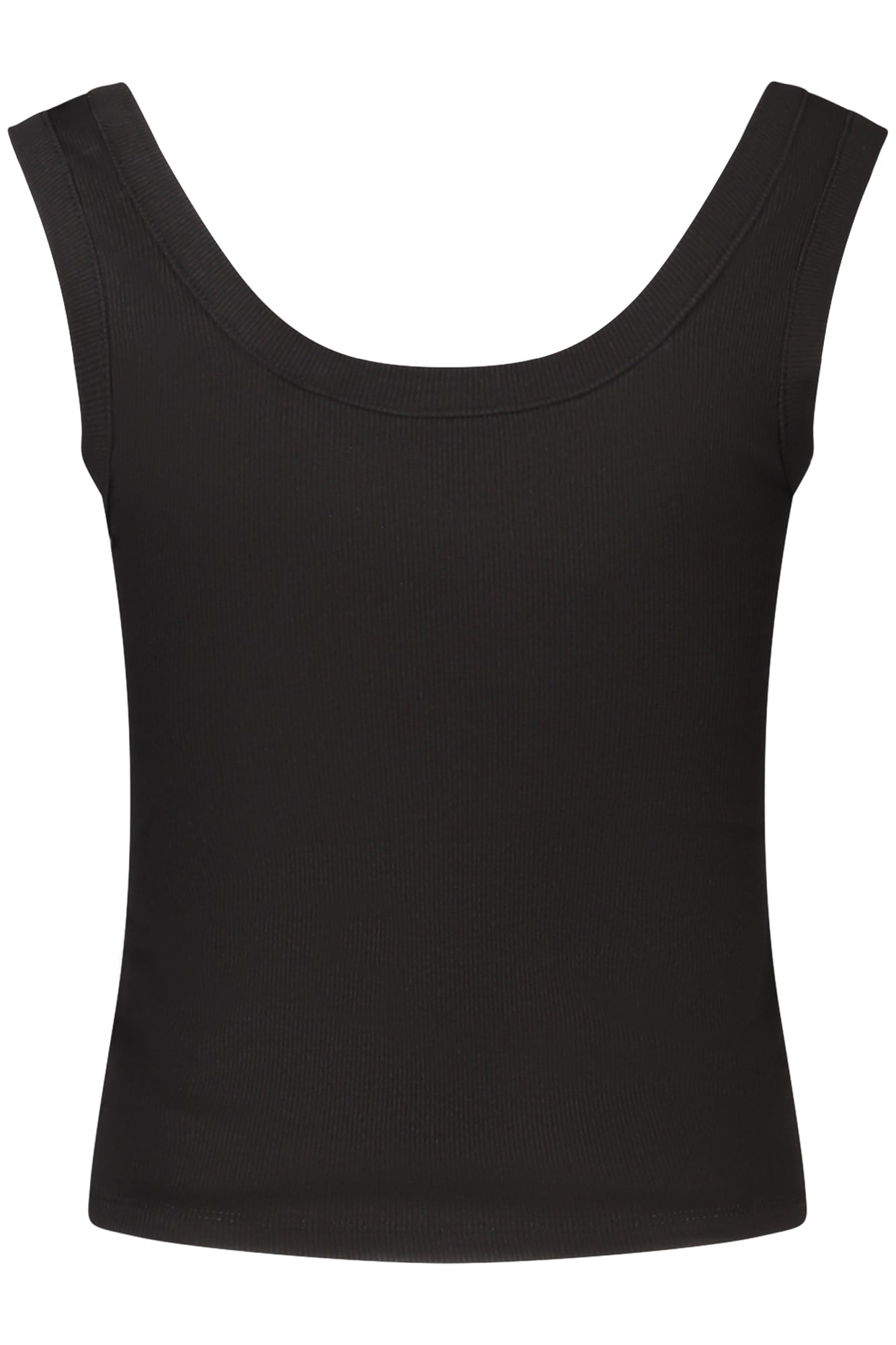 W5YP54KA0H1_NEJBLK – Damen-Tanktop Schwarz: Breite Träger & Applikation aus Bio-Baumwolle – Größe: M – Farbe: Nero