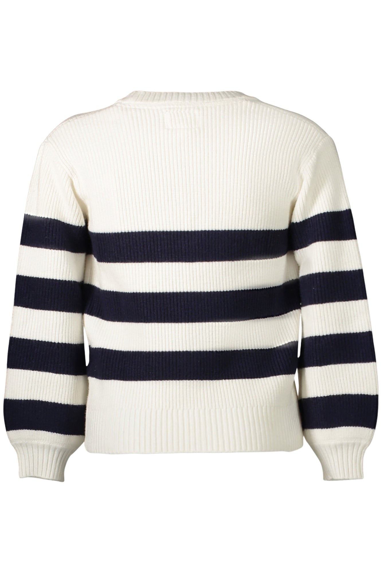 K4YR06Z3FU0_BIS167 – Weiße Mädchen-Strickjacke mit Streifen & V-Ausschnitt - Eleganter Look – Größe: 6A, 7A, 5A – Farbe: Bianco