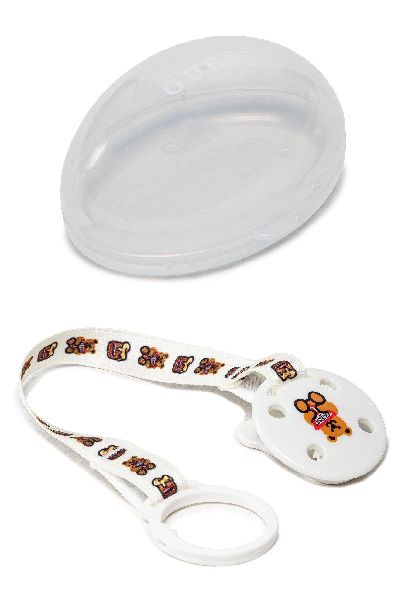 H2YZ00WEUQ0_TRPQ91 – Transparenter Baby-Schnuller Set: Mit Kappe, Clip & Box - 3-teilig – Größe: UNI – Farbe: Trasparente