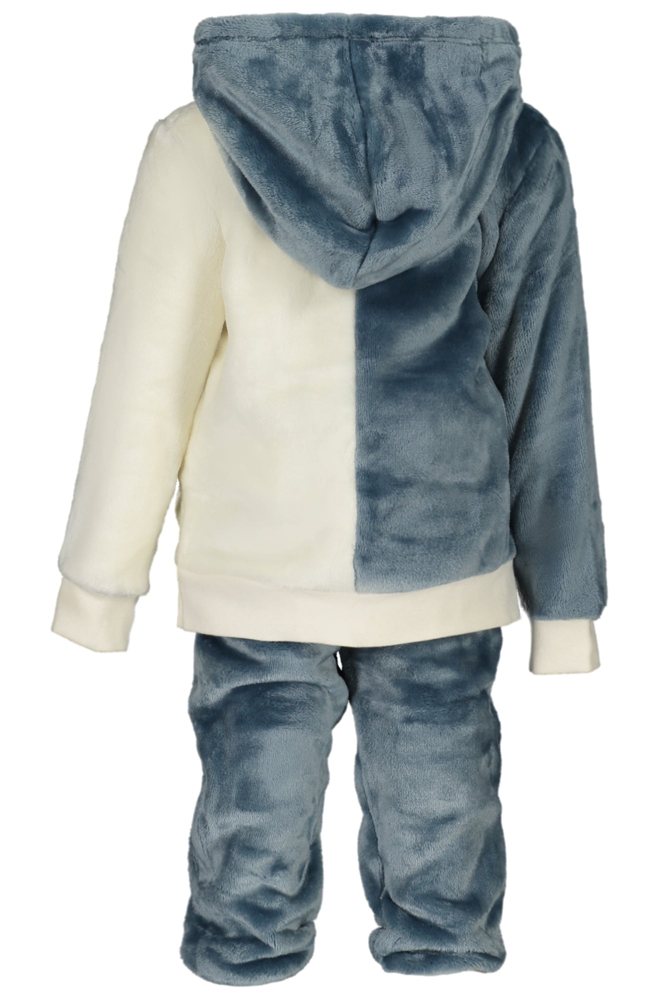 I3BG18WFRS0_BLFJ0R – Kinder Chenille Sweatjacke & Hose Set: Blau mit Kapuze und Details – Größe: 18M, 0-3M – Farbe: Blu