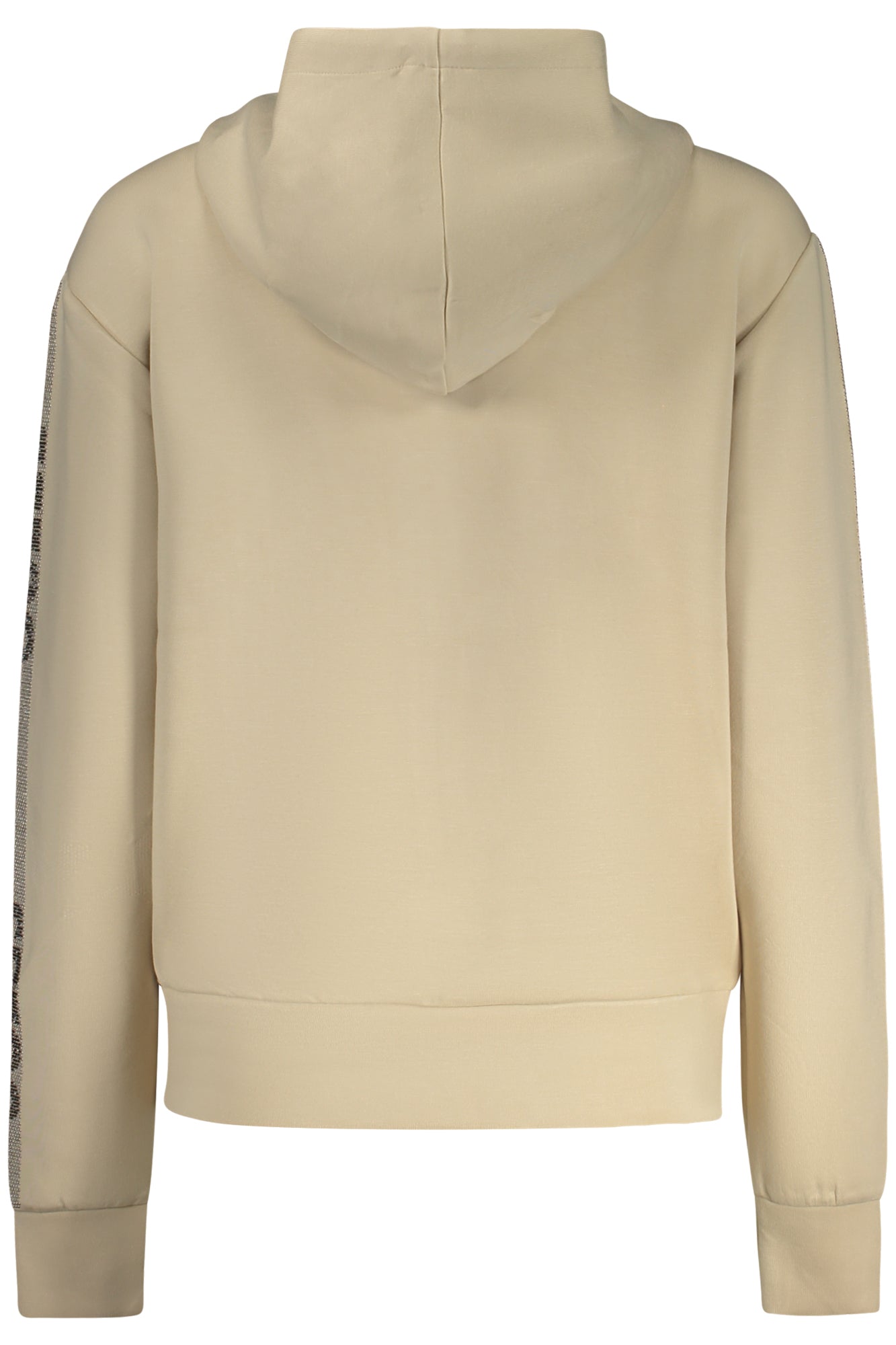 W5RQ03KBYE2_BEG9N9 – Beiges Damen-Kapuzensweatshirt mit Reißverschluss & Strass-Details – Größe: XS, S, M, L – Farbe: Beige