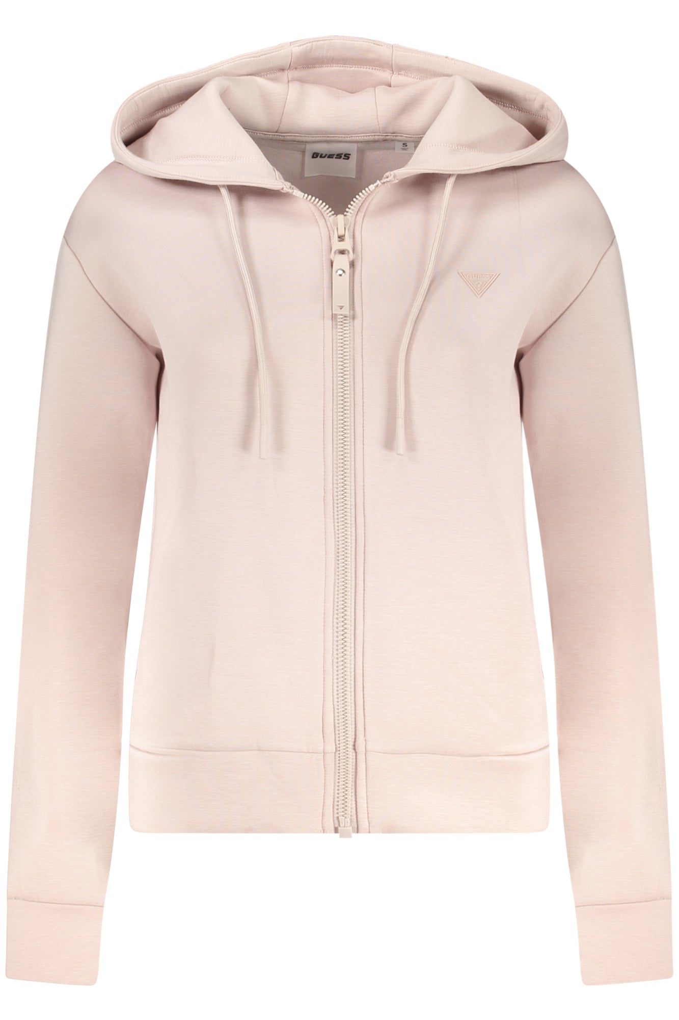 V3RQ11K7UW2_RSG4Q9 – Rosa Damen Kapuzenjacke mit Reißverschluss und Applikation – Größe: XS, S, L, M – Farbe: Rosa