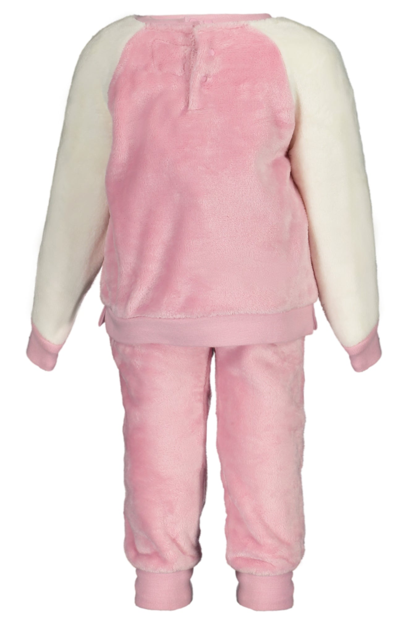 A3BG18WFRS0_RSFTP4 – Süßes rosa Chenille-Set für Mädchen – Pullover & Hose im Detail – Größe: 12M, 18M – Farbe: Rosa