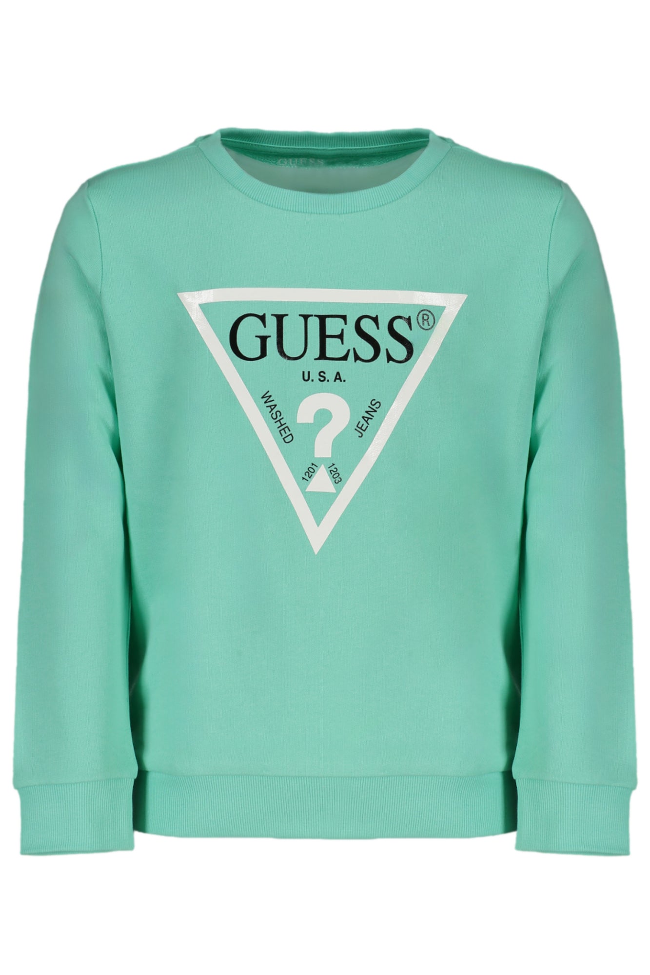 N73Q10KAUG0_VEG7KS – Grüner Kinderpullover aus Bio-Baumwolle mit Logoaufdruck – Größe: 3A, 2A – Farbe: Verde