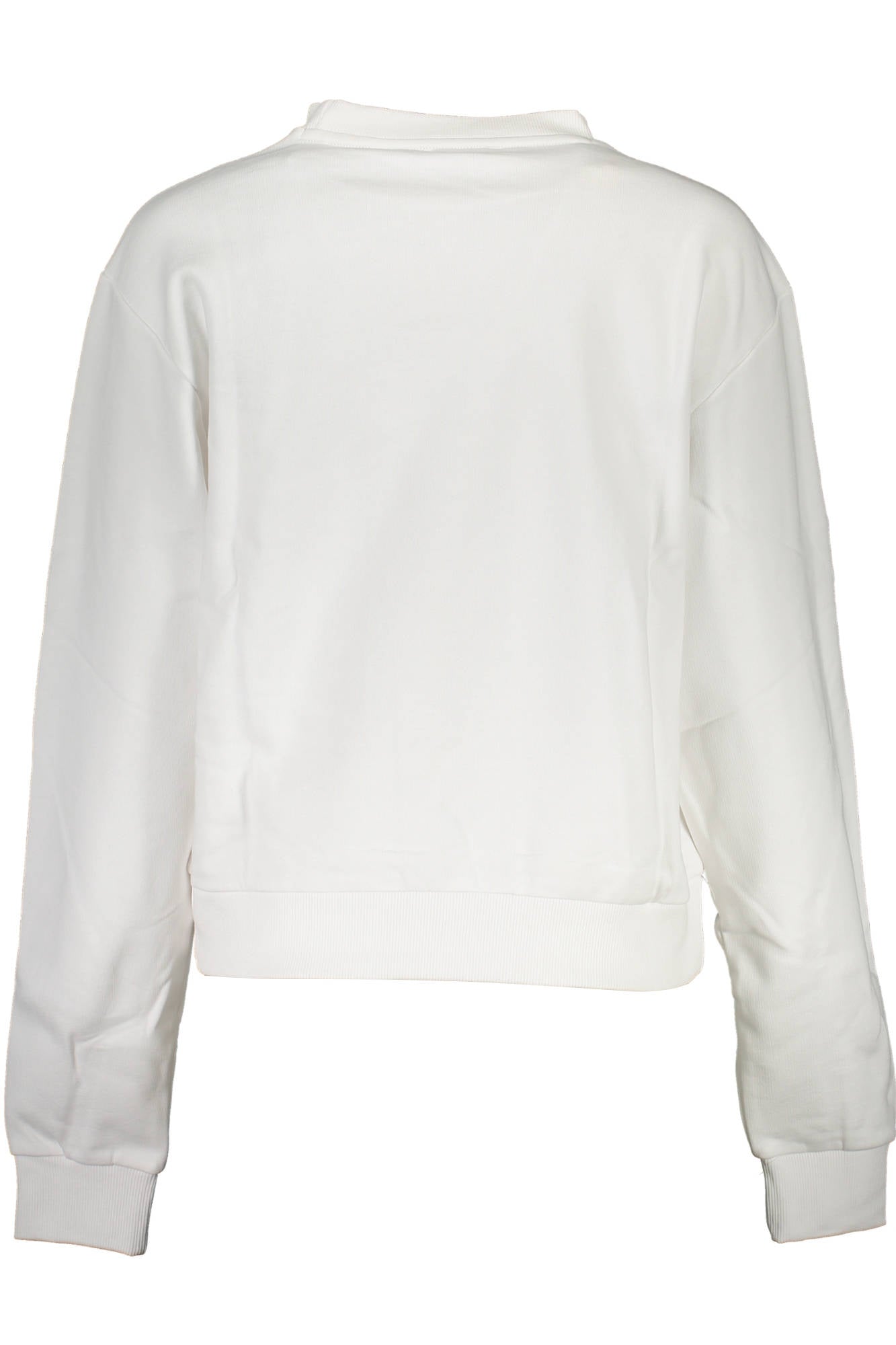 W1RQ04K68I0_BIANCO_TWHT – Eleganter Damenpullover in Weiß mit Strass und Logo-Druck – Größe: XL – Farbe: Bianco