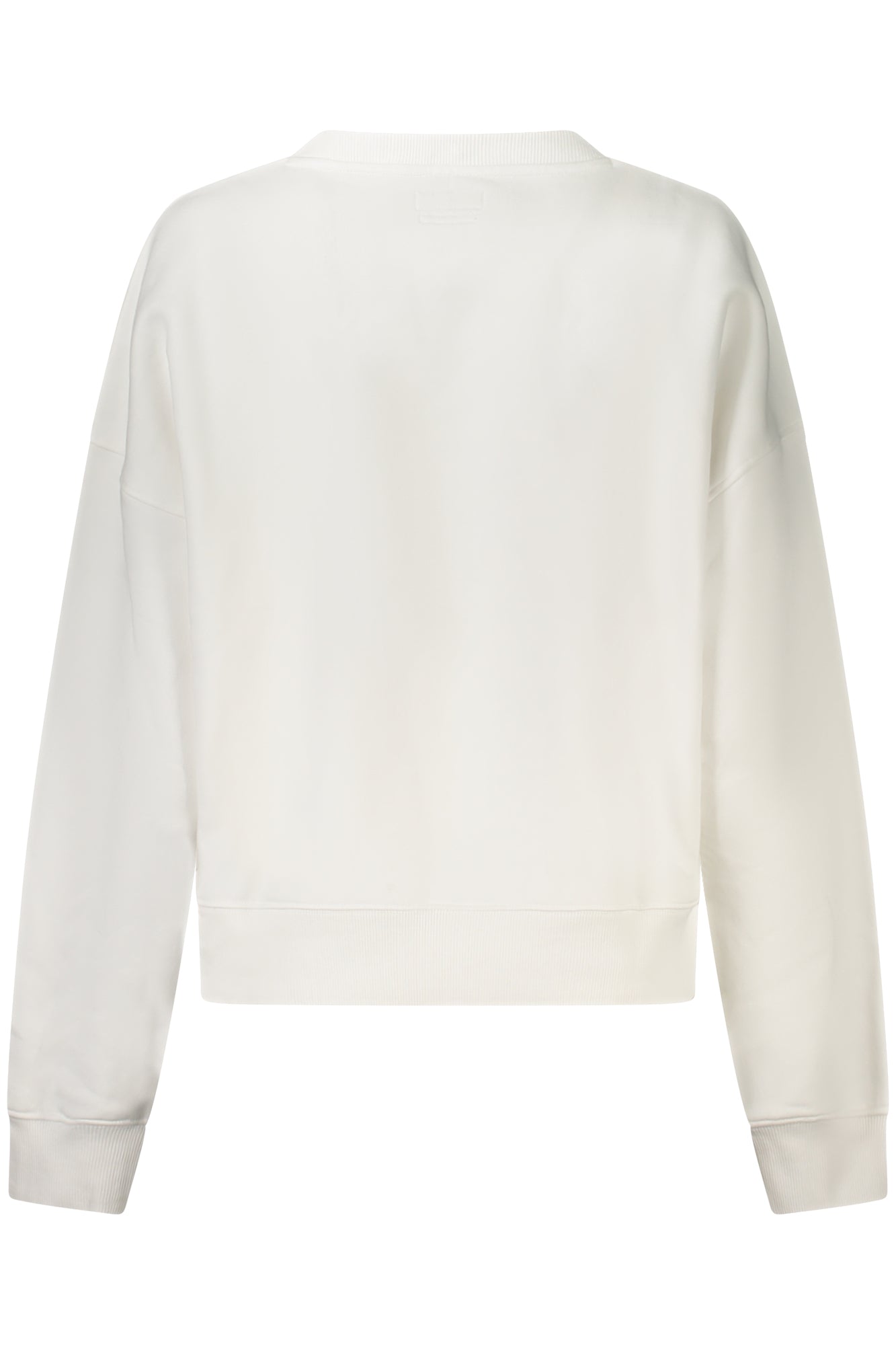W4YQ00KC811_BIG011 – Bio-Baumwoll Damenpullover Weiß: Oversized, Langarm, Rundhals, Print – Größe: S, M, L, XL, 2XL – Farbe: Bianco