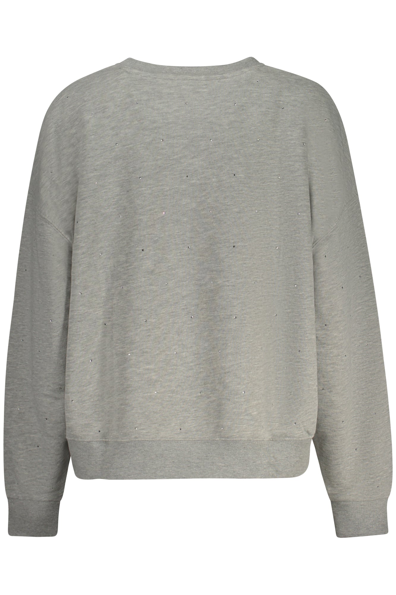 V5RQ08KCLJ0_GRH9C9 – Stylisches Damen-Sweatshirt Grau mit Strass & Logo – Langarm, Rundhals – Größe: XS, S, M, L – Farbe: Grigio