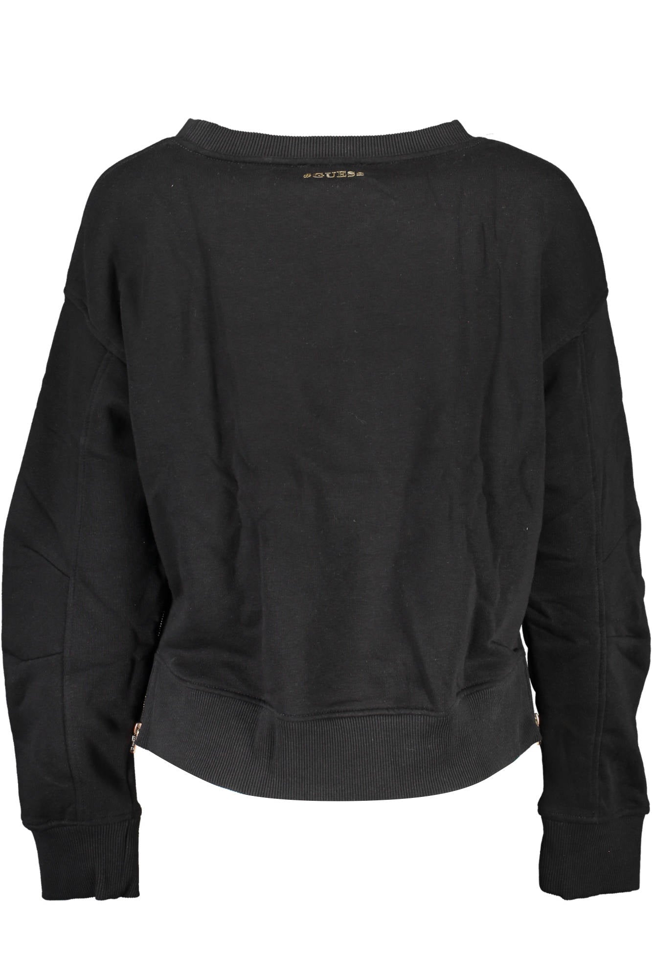 W1BQ02K9Z21_NERO_JBLK – Bio-Damenpullover Schwarz: Langarm, Rundhals & Applikationen – Größe: M, L, XL – Farbe: Nero
