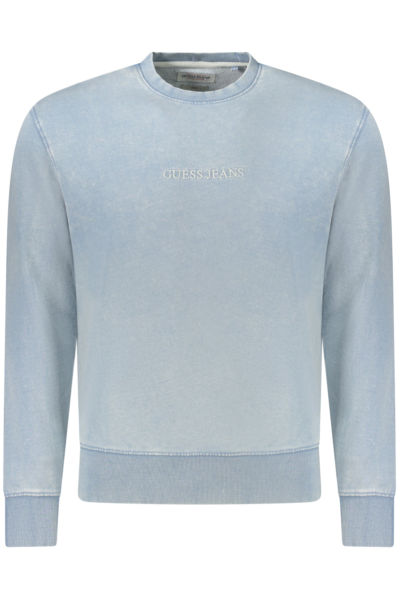 M5GQ24KCTJ1_AZIDWS – Blauer Herrenpullover - Slim Fit, Rundhals & Stickerei – Größe: XS – Farbe: Azzurro