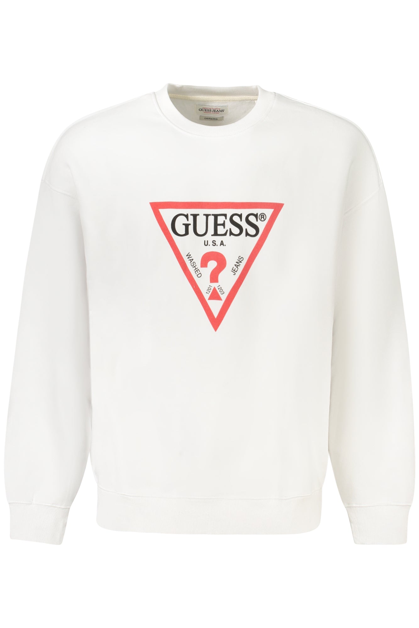 M4YQ21K9V31_BIG011 – Herren Oversized Sweatshirt Weiß - Bio-Baumwolle, Rundhals, Logo-Druck – Größe: S, M, L, XL, 2XL – Farbe: Bianco