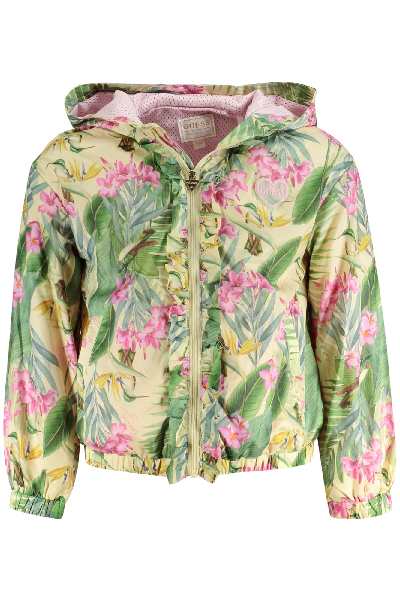 K4GL03WCFM0_VEP81X – Wasserfeste Mädchen-Sportjacke mit Muster und Kapuze in Grün – Größe: 3A, 4A, 2A, 6A, 5A – Farbe: Verde