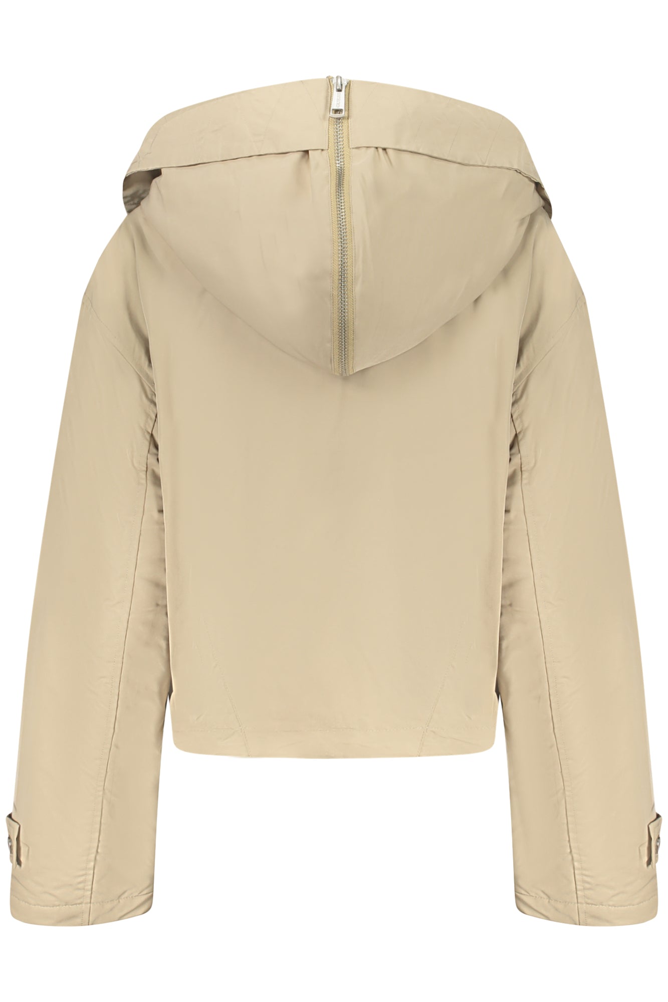 W5RL13WGWD2_BEF9TF – Beige Sportjacke für Damen mit Hoodie und Kontrastdetails. – Größe: XS, S, M, L – Farbe: Beige