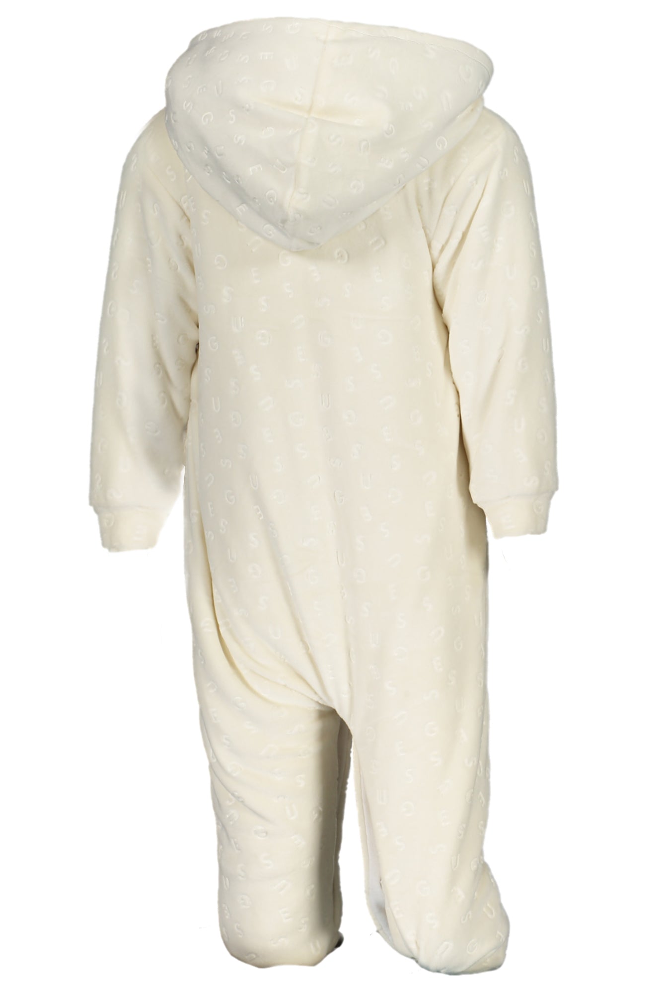 H3BW03KA2X0_BIG012 – Weiße Mädchenjacke aus Chenille mit Kapuze und Reißverschluss – Größe: 3-6M, 6-9M, 0-3M – Farbe: Bianco