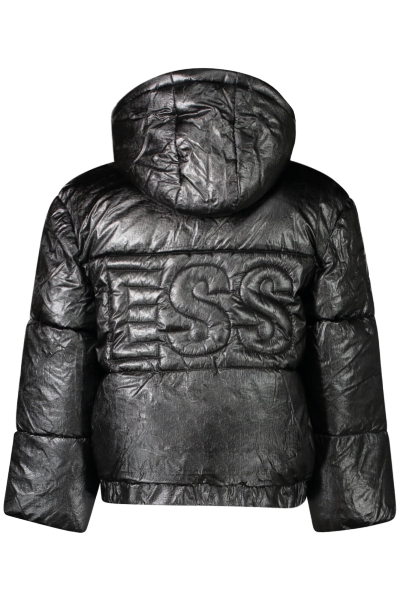 J4BL10WEYO0_NEJBLK – Schwarze Mädchenjacke mit abnehmbarer Kapuze und Kontrastdetails – Größe: 8A – Farbe: Nero