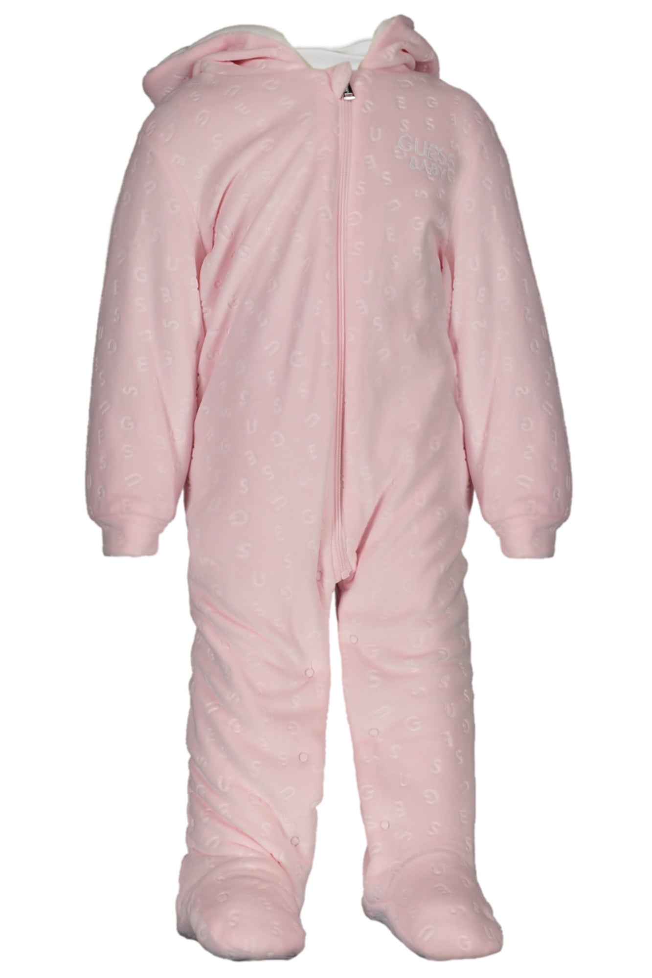 H3BW03KA2X0_RSG6K9 – Rosa Mädchenjacke aus Chenille mit Kapuze und Kontrastdetails – Größe: 6-9M, 3-6M, 0-3M – Farbe: Rosa