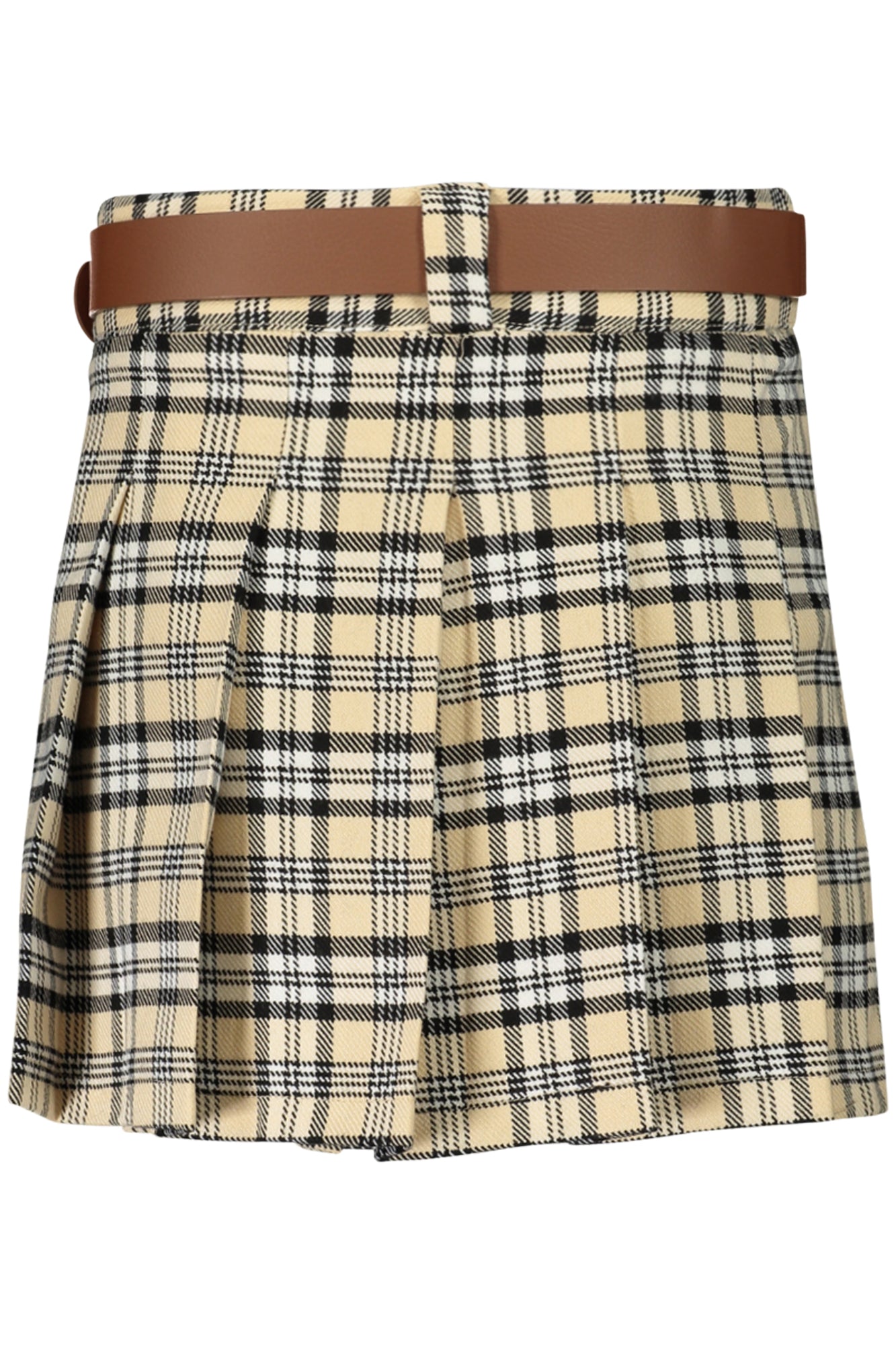 J4BD06WFT50_BEL10A – Beiger Mädchenrock mit Schottenmuster und verstellbarem Bund – Größe: 16A, 10A, 8A, 14A, 12A – Farbe: Beige