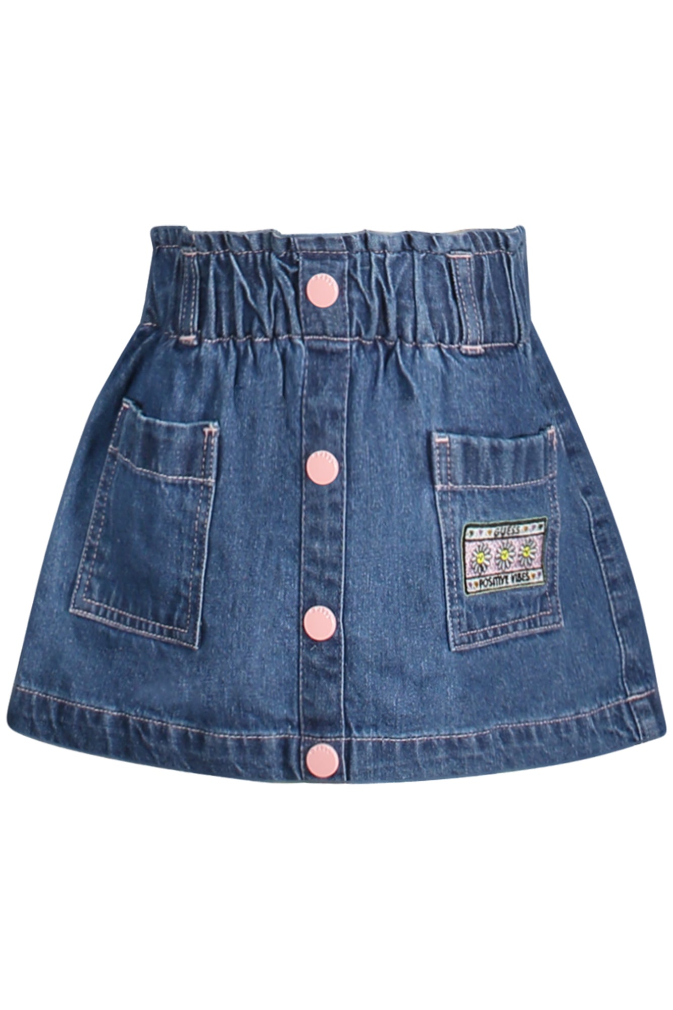 K3YD04D4EU0_BLMDLL – Kurzer Jeansrock für Mädchen in Blau mit Taschen und Stickerei – Größe: 18M, 12M, 3-6M, 6-9M, 24M – Farbe: Blu