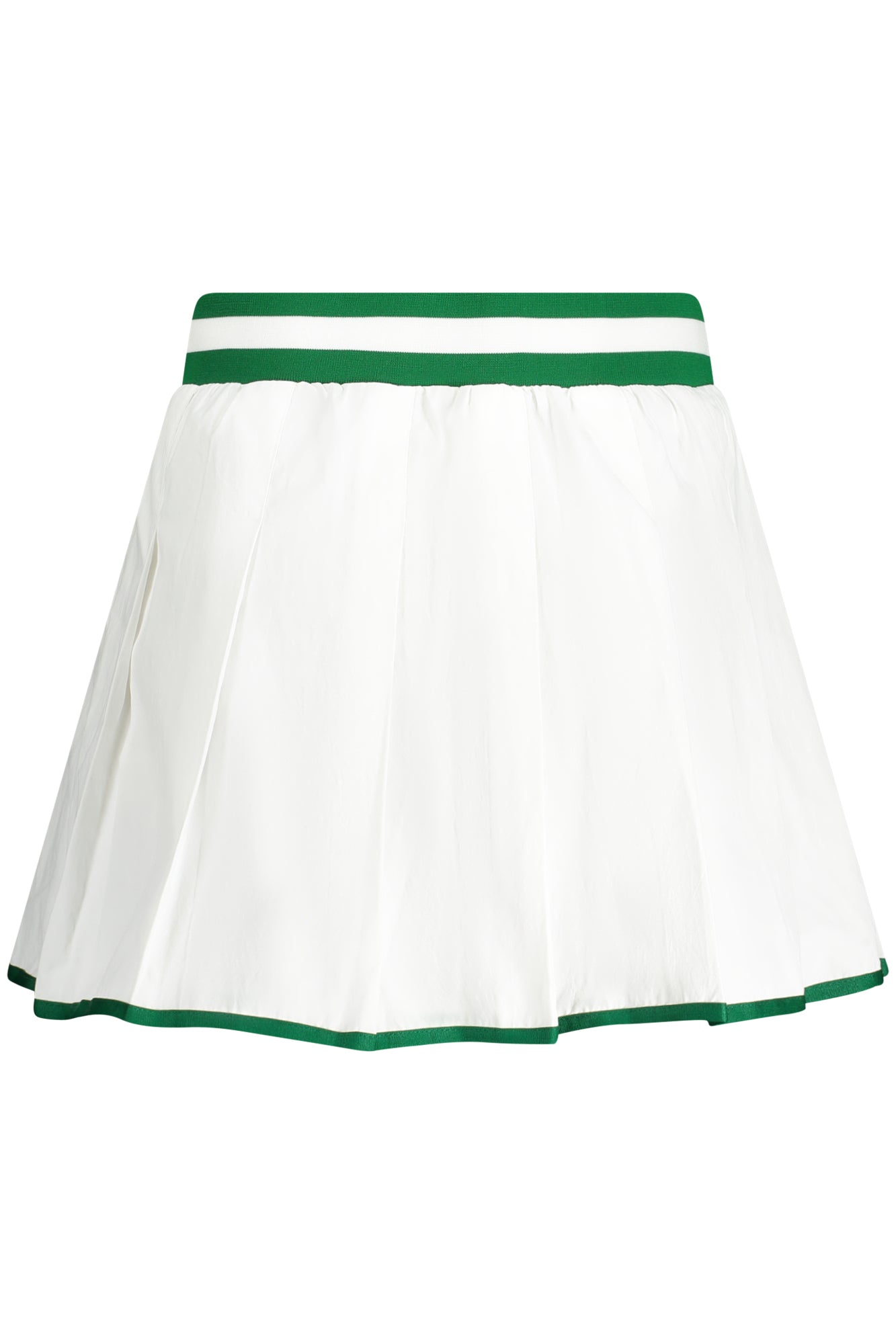 V4GD19WG2Q0_BIG011 – Trendiger Kurzer Damenrock Weiß mit Elastischem Bund und Druck. – Größe: XS, S, M, L – Farbe: Bianco