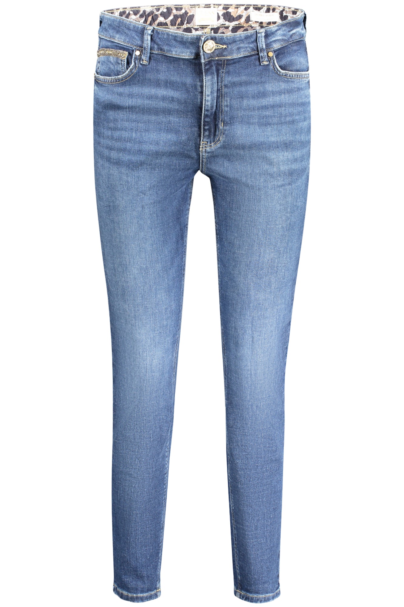 W4RA46D5921_BLETSH – Damen Skinny Jeans Blau mit Used-Look & Strass - Bio-Baumwolle – Größe: 25L29, 26L29, 27L29, 28L29, 29L29, 30L29, 31L29 – Farbe: Blu