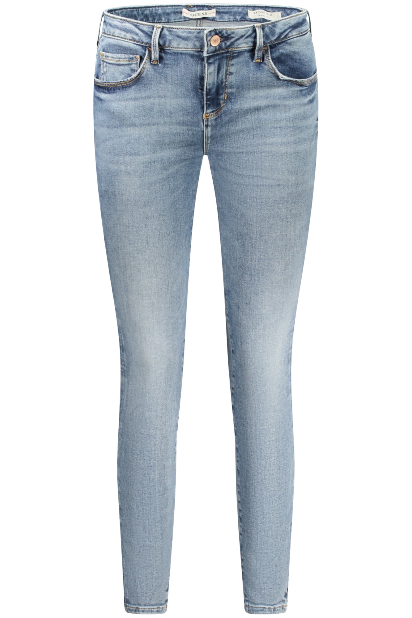 W2YA99D4Q02_BLCMD1 – Damen Blau Skinny Jeans: Mittlere Leibhöhe, 5 Taschen, Ausgewaschen – Größe: 25L30, 26L30, 27L30, 28L30, 29L30, 30L30, 31L30 – Farbe: Blu