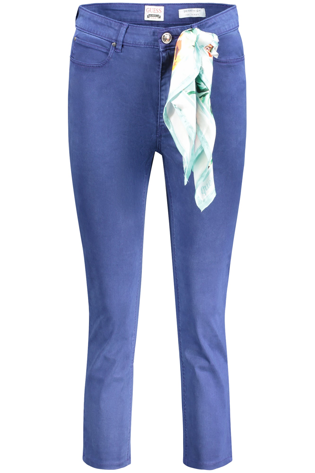 W4GA91W93CE_BLG7K5 – Damen-Skinny-Jeans Blau: High Waist mit Halstuch und Logo – Größe: 24, 25, 26, 27, 28, 29, 30, 31, 32 – Farbe: Blu