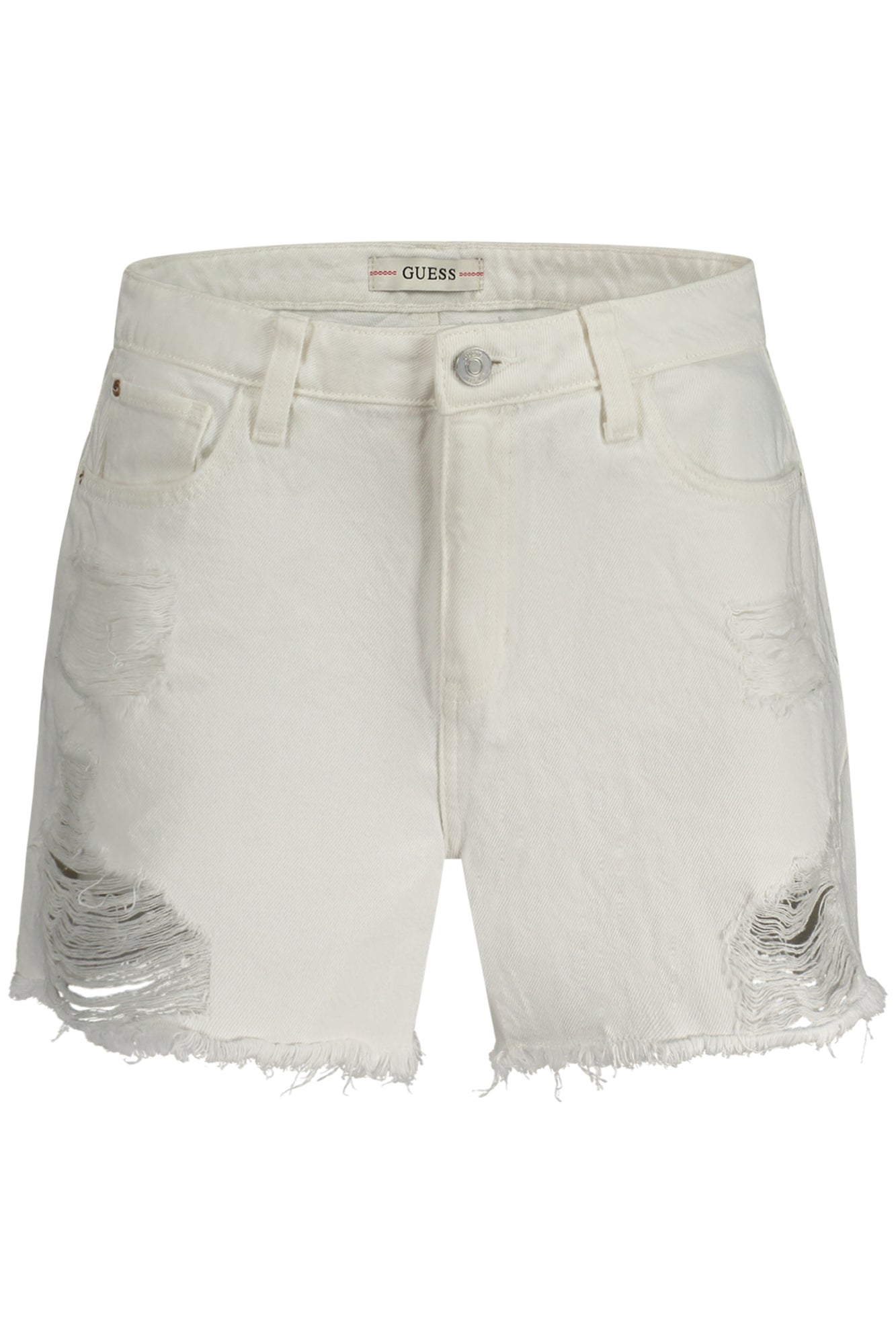 W4GD74DEN0_BIF0E1 – Weiße Damen Jeans Shorts, Used-Look, recycelte Baumwolle – Größe: 24, 25, 26, 27, 28, 29, 30 – Farbe: Bianco