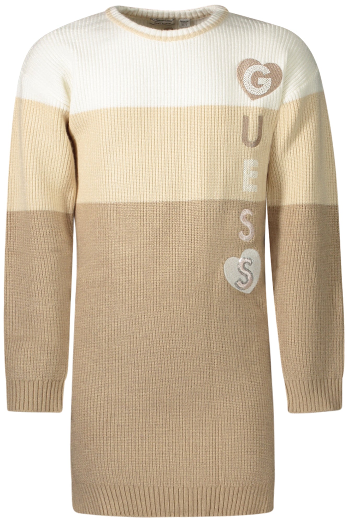 K4BK19Z3FU0_BES11X – Beiger Mädchen Pullover mit Rundhals & Stickerei - Lange Ärmel – Größe: 4A, 5A, 6A, 3A, 7A – Farbe: Beige