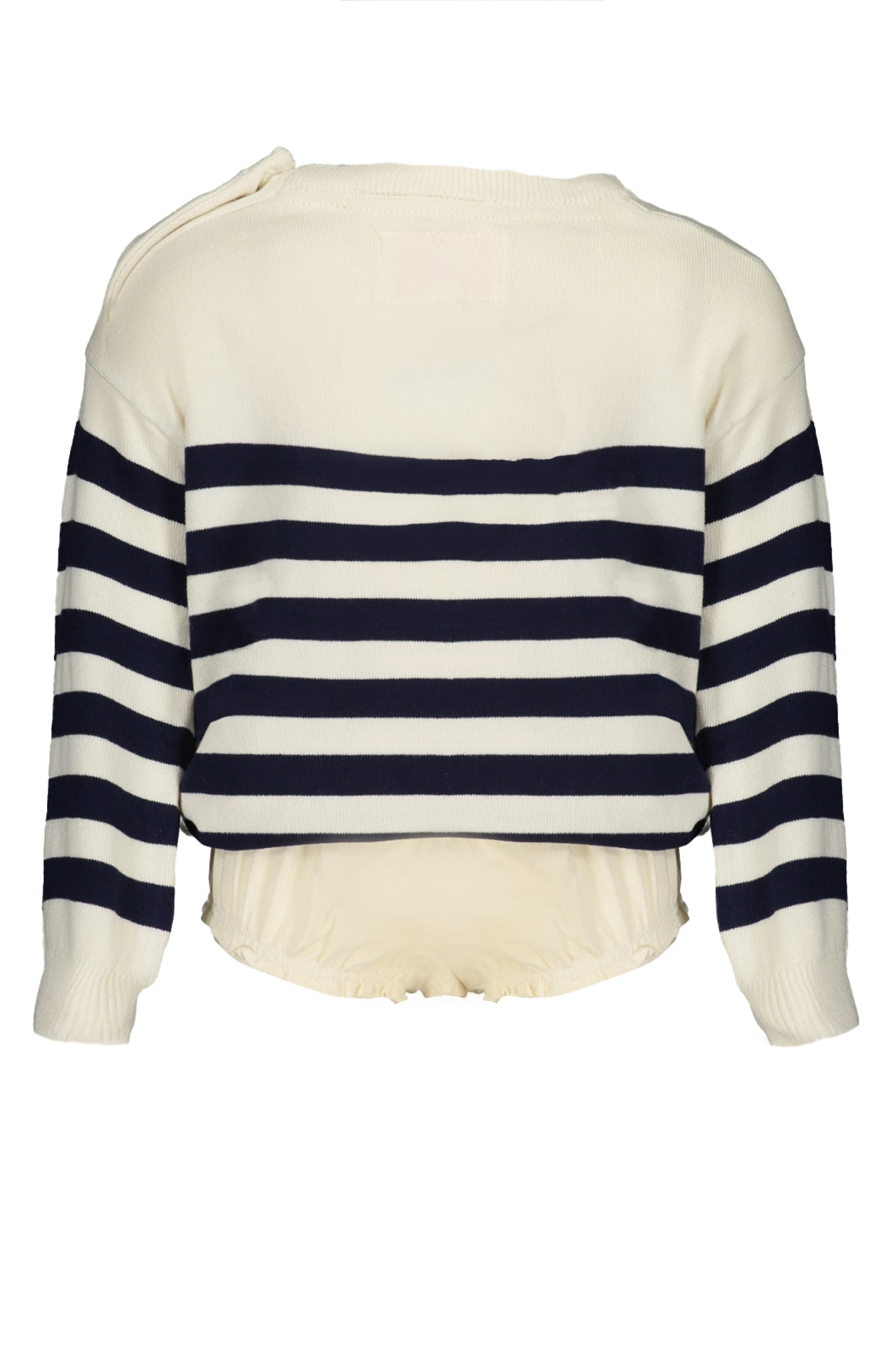 A3YK17Z2NQ2_BIS73M – Weißes 2-teiliges Mädchenset: Streifenpullover & Slip mit Logo – Größe: 6-9M, 3-6M, 0-3M, 12M – Farbe: Bianco