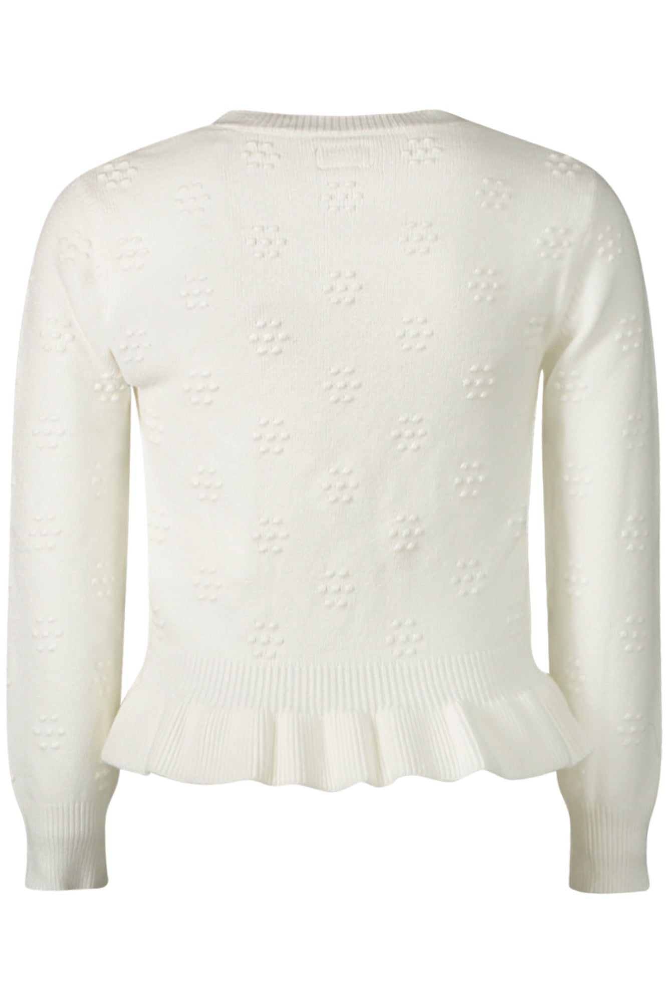 K4BR05Z3IJ0_BIG012 – Weißer Mädchenpullover mit Kontrastdetails und Logo, Rundhals, langarm – Größe: 6A, 7A, 5A – Farbe: Bianco