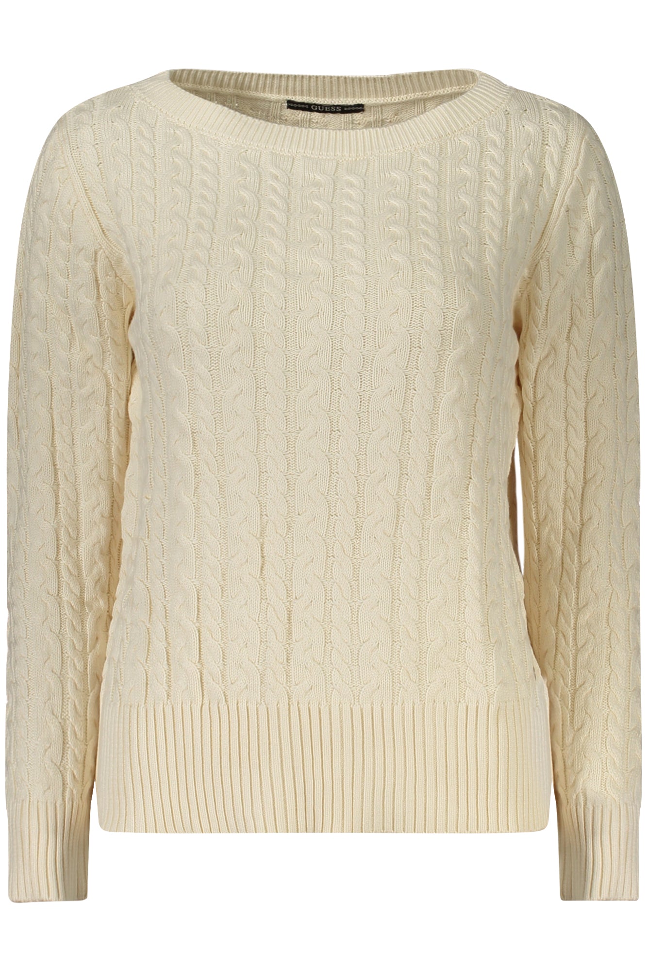 W2YR11Z2Y41_BIG012 – Eleganter Damenpullover Weiß: Langarm, U-Boot-Ausschnitt, Kontrastdetails – Größe: XS, L, XL, M – Farbe: Bianco