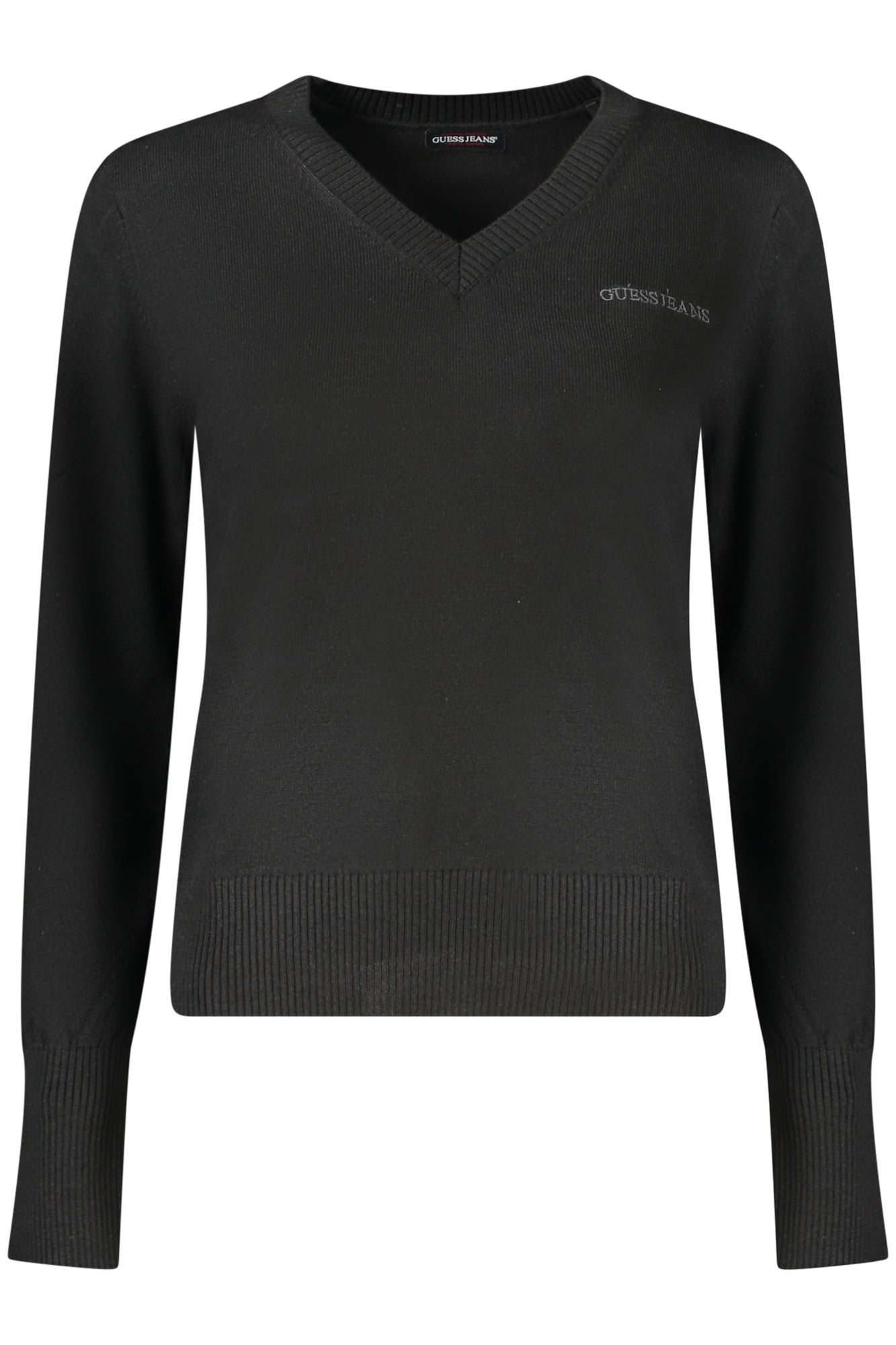 W4BR84Z3HO2_NEJBLK – Eleganter Damenpullover Schwarz mit V-Ausschnitt und Stickerei – Größe: XS, S, M, L – Farbe: Nero