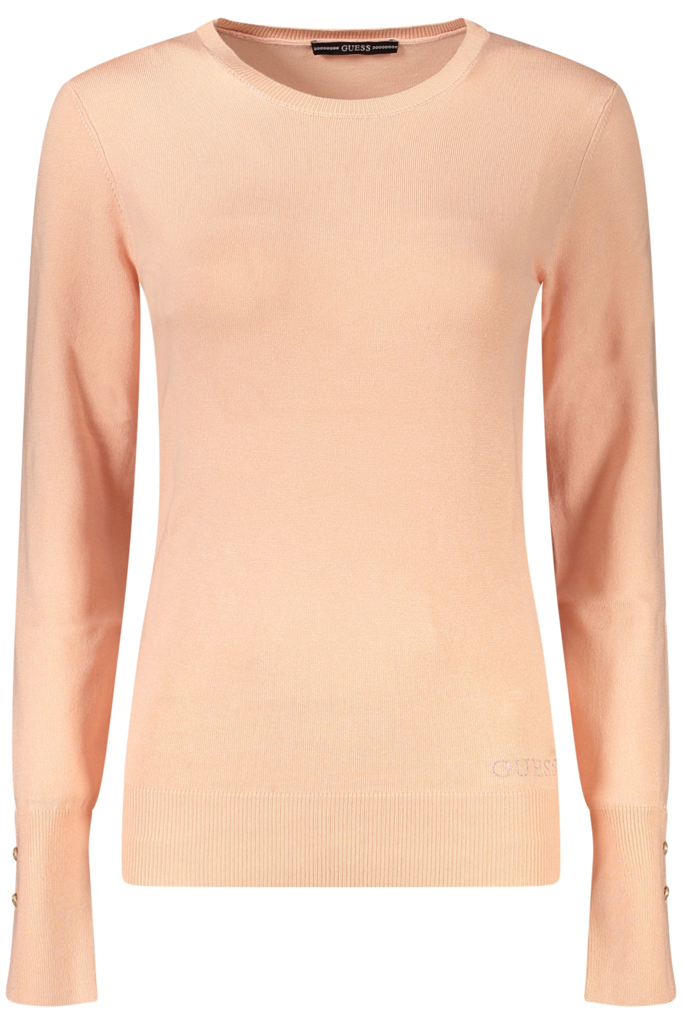 W2YR30Z2V62_RSG6I1 – Elegantes Damenpullover: Rosa Langarmshirt mit Strass & Rundhalsausschnitt – Größe: S, M, L, XL – Farbe: Rosa