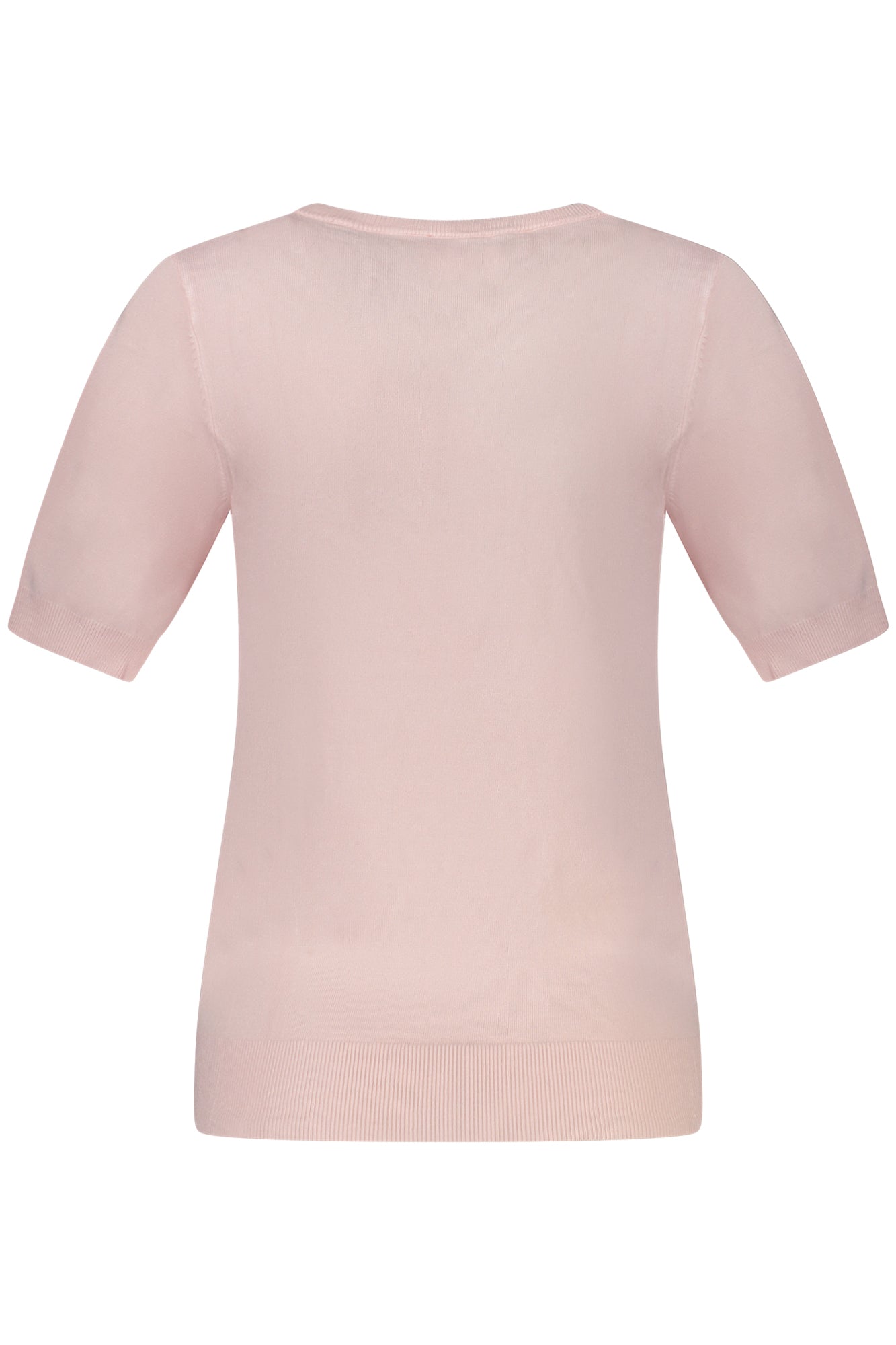 W4RR38Z2NQ2_RSA60W – Damenpullover in Rosa mit Strass und Kontrastdetails – Kurzärmlig – Größe: XS, S, M, L – Farbe: Rosa
