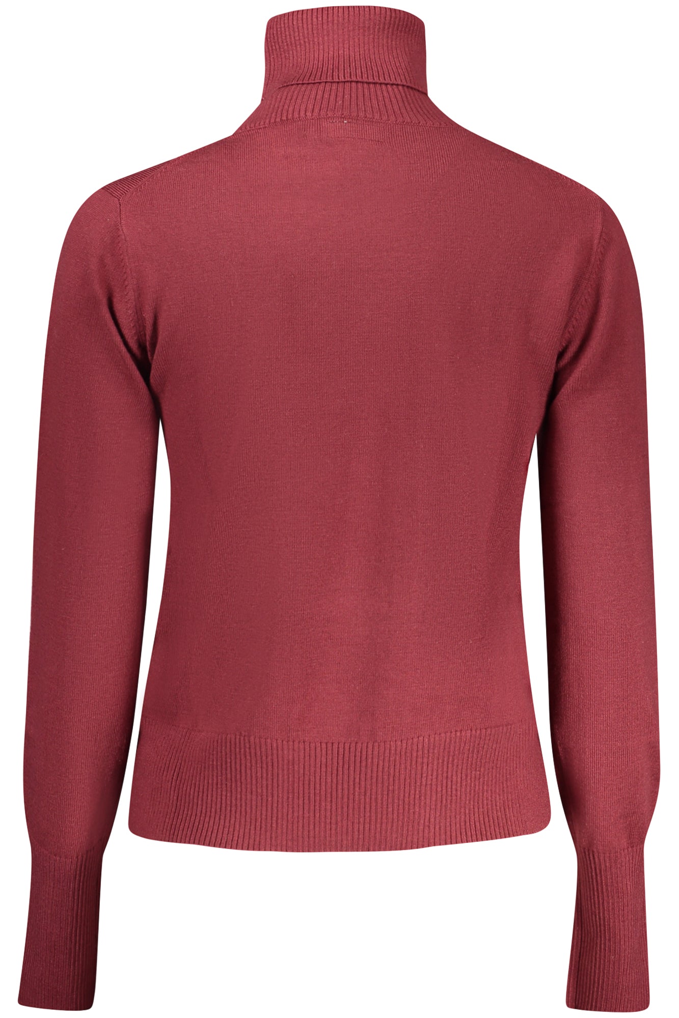 W4BR15Z3HO2_ROG588 – Eleganter Damenpullover in Rot mit Rollkragen und Stickerei-Details – Größe: S, M, L – Farbe: Rosso