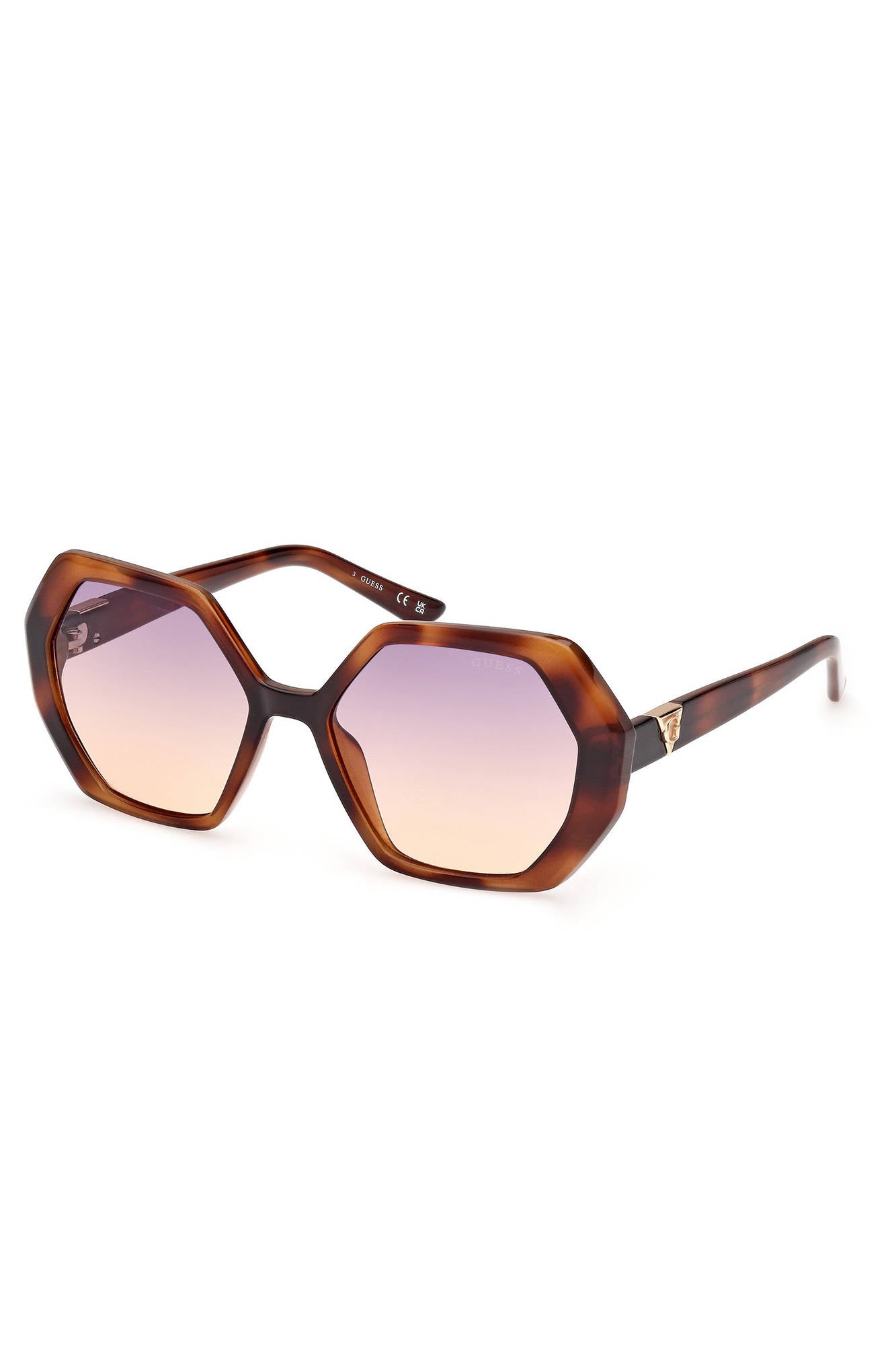 GU7879S_MARRONE_53Z – Damen Sonnenbrille Braun – Sechseckige Gläser & Kontrastdetails – Größe: UNI – Farbe: Marrone