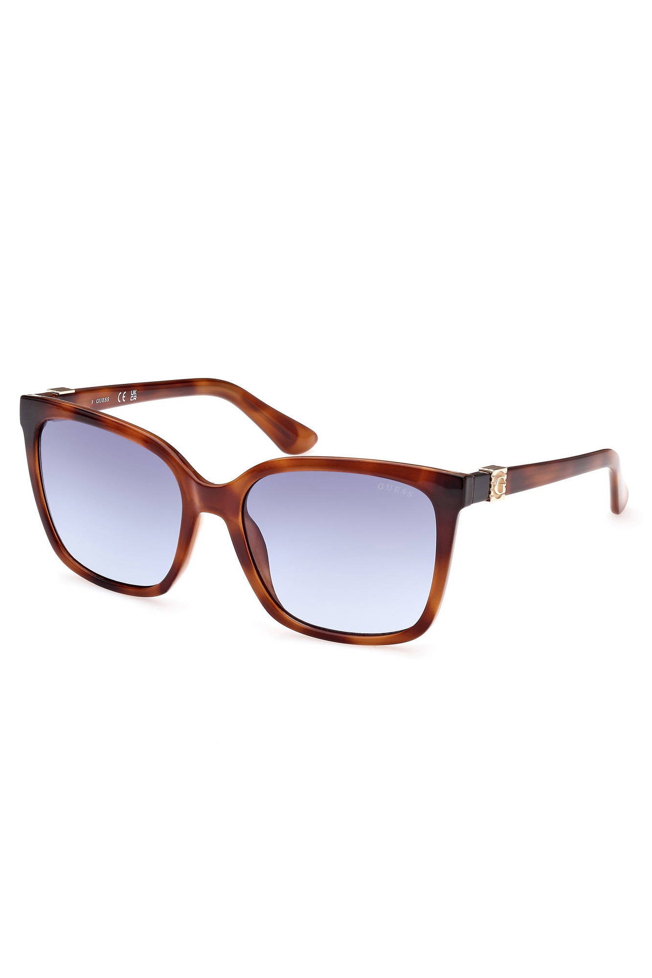 GU7865S_MARRONE_53W – Damen Sonnenbrille: Braunes Gestell mit blauer Linse, Quadratisch – Größe: UNI – Farbe: Marrone