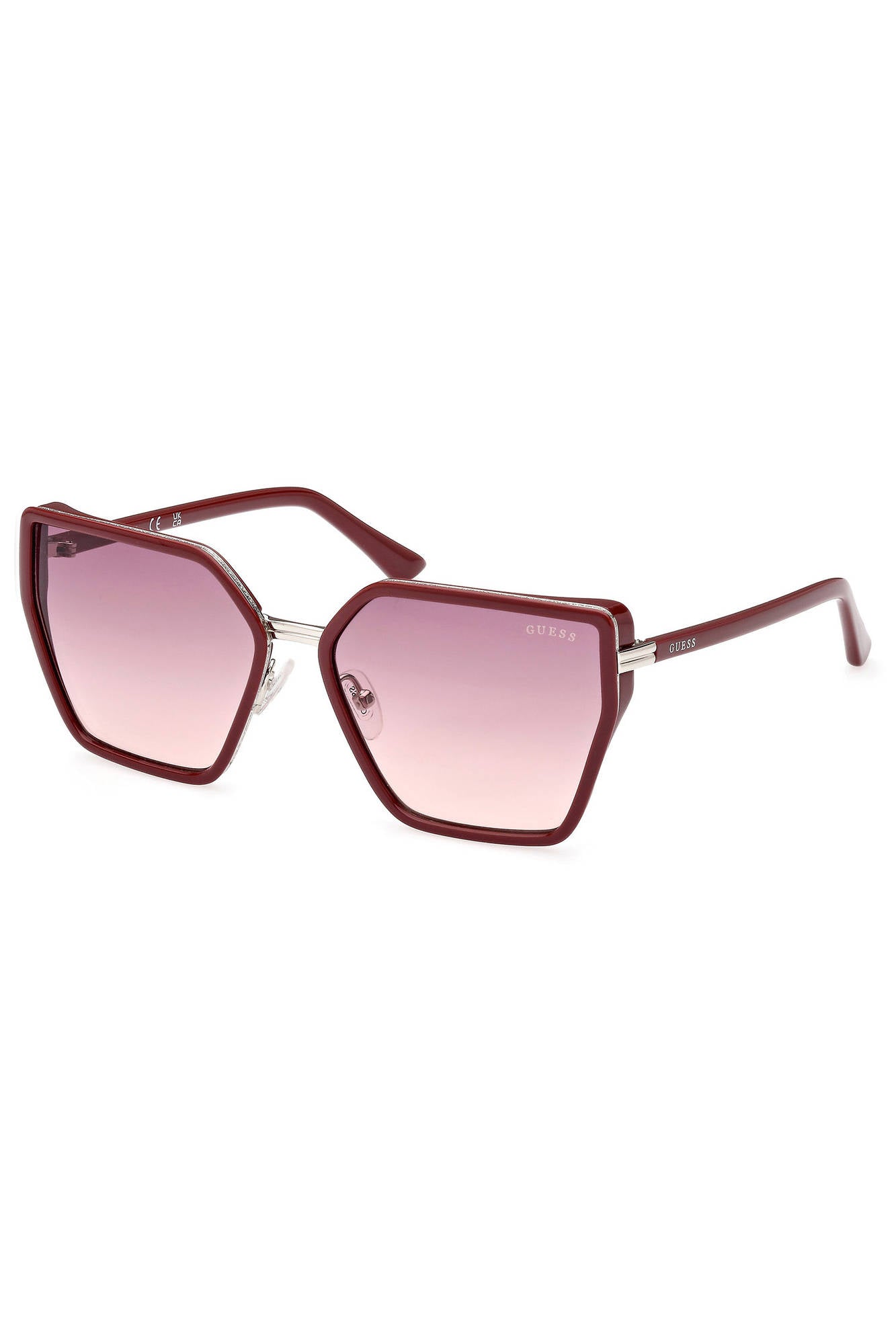 GU7871S_ROSSO_69Z – Stylische Damen-Sonnenbrille in Rot mit sechseckigem Design – Größe: UNI – Farbe: Rosso